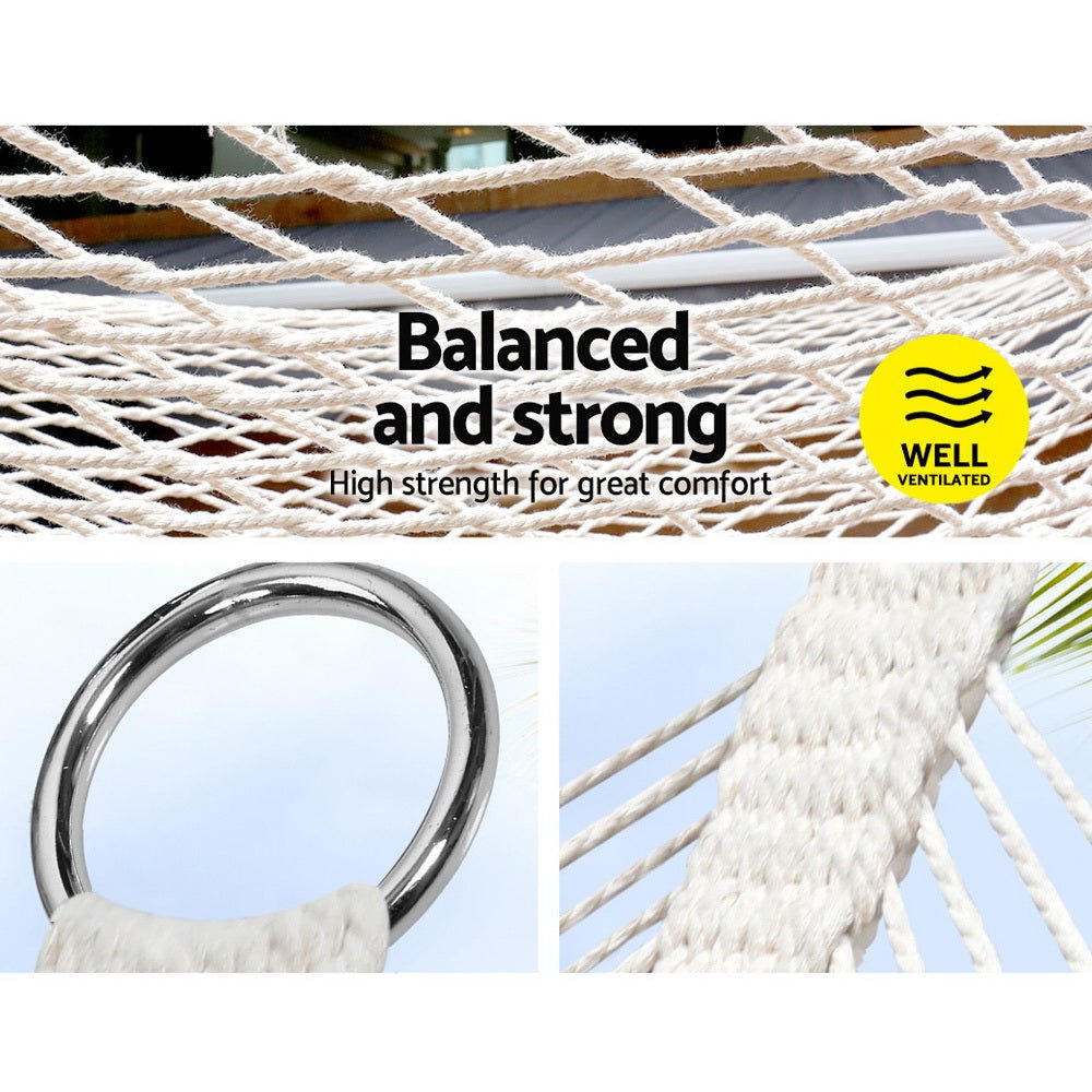 2 Person Outdoor Hammock Bed - Portable Camping Hanging Chair with Breathable Mesh - Perfect for Backyard, Beach, and Forest Relaxation