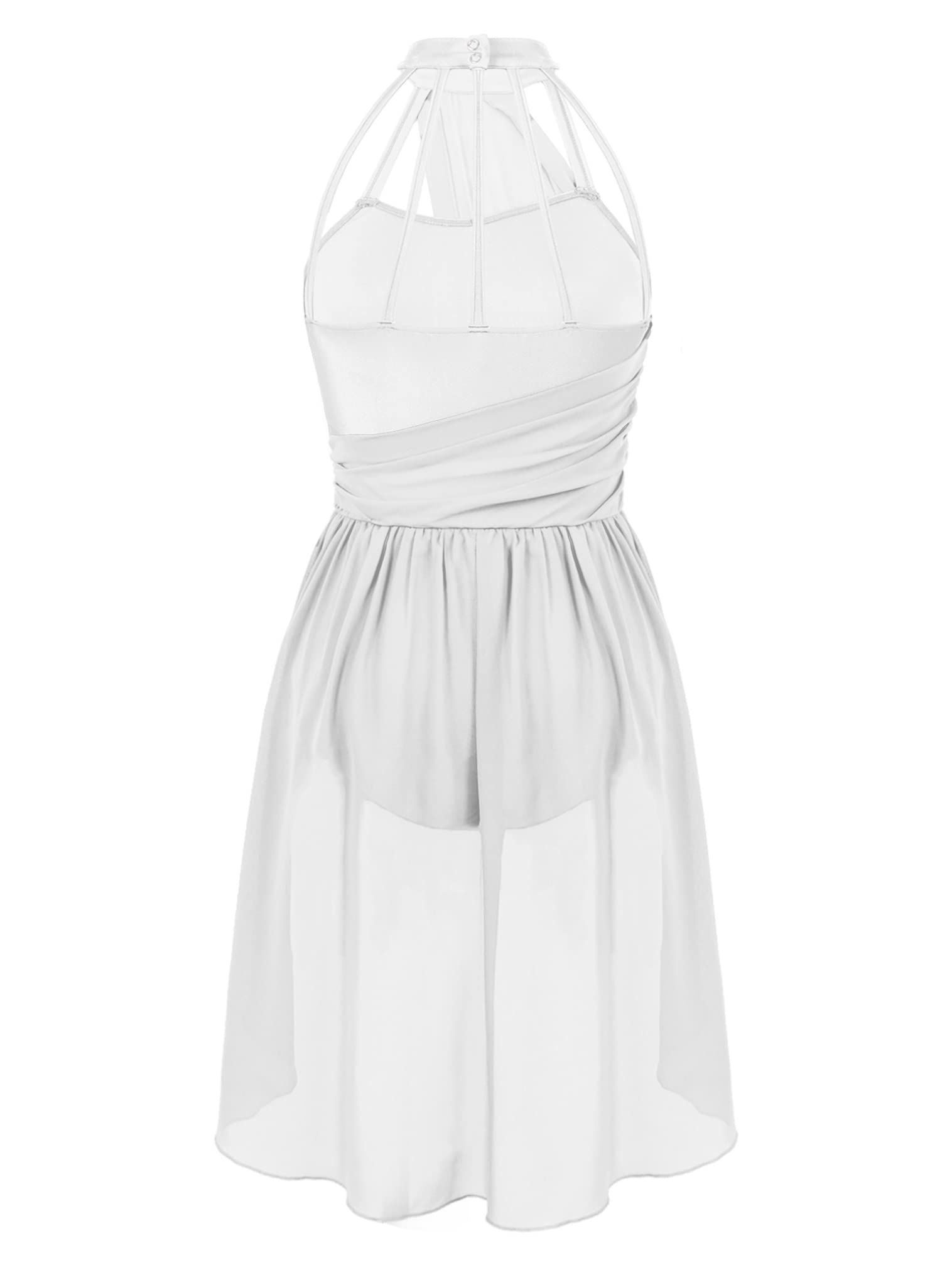 FEESHOW Women's Lyrical Ballet Dance Dress - Halter Neck Leotard for Contemporary & Modern Dance Performance - Perfect for Recitals, Competitions & Dance Classes