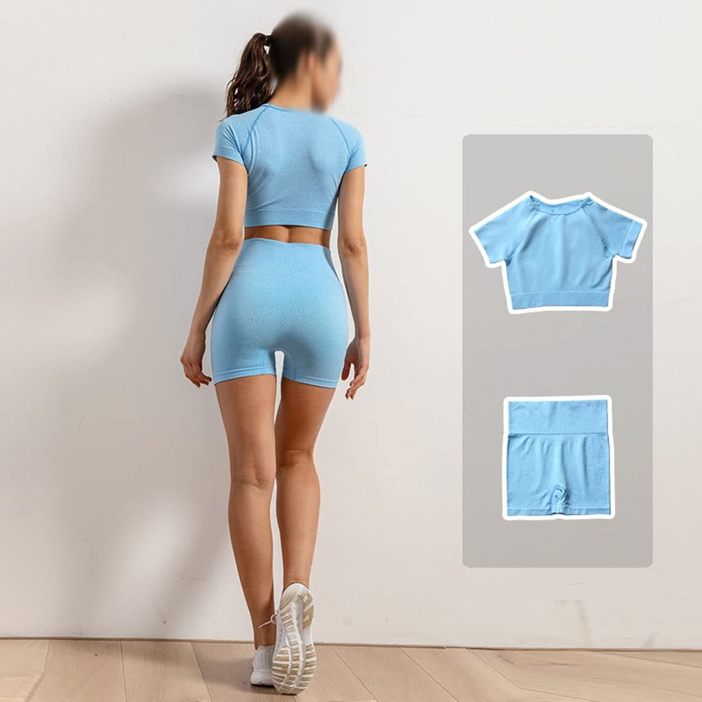 Premium Seamless Yoga Set for Women - High Waist Leggings & Sports Bra Crop Top - Gym Workout Clothes - Fitness Activewear - Medium Size - Color F - Ideal for Yoga, Pilates & Gym Training