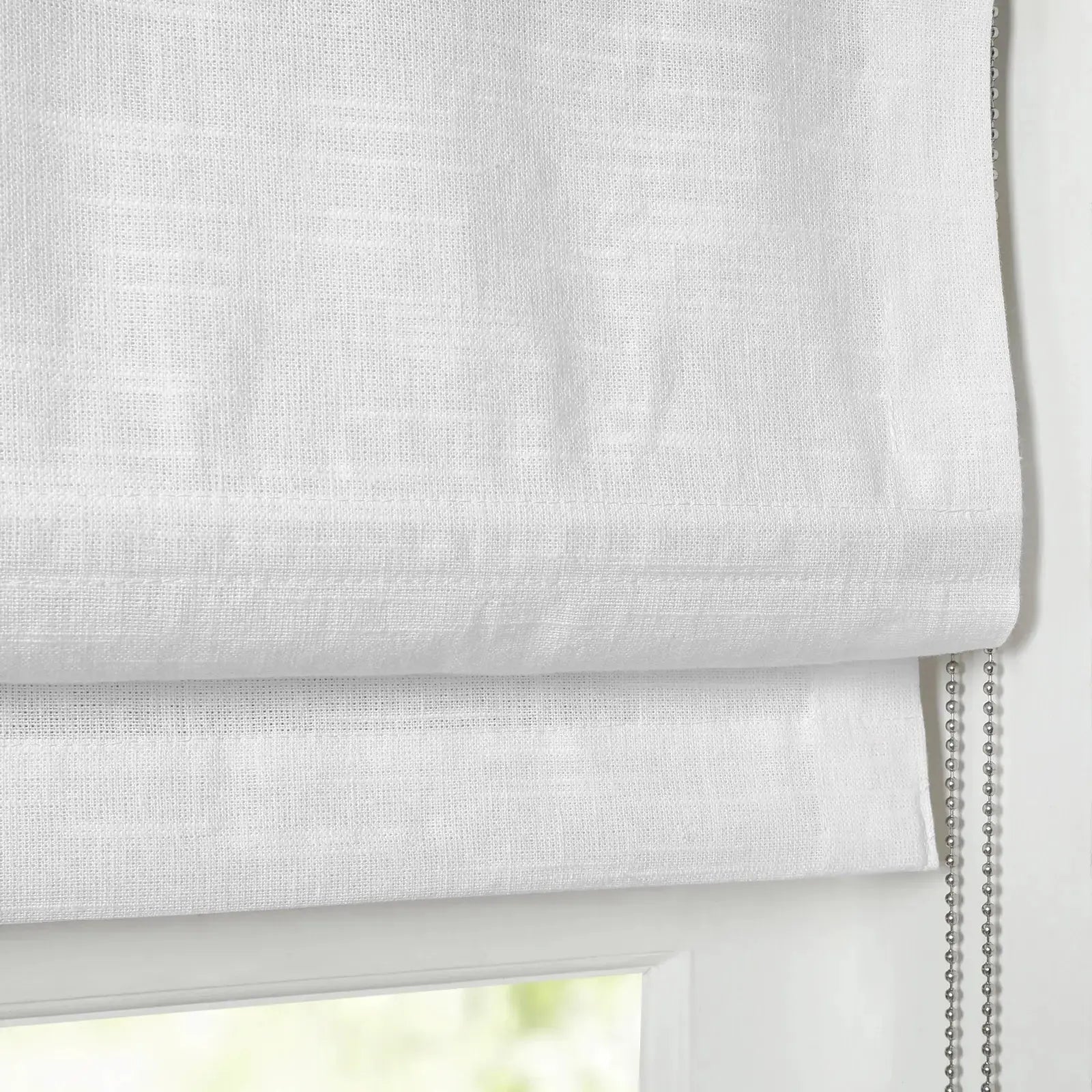 Jawara Linen Cotton Roman Shade with Cord Lift - Elegant Window Treatment for Living Room, Bedroom & Office