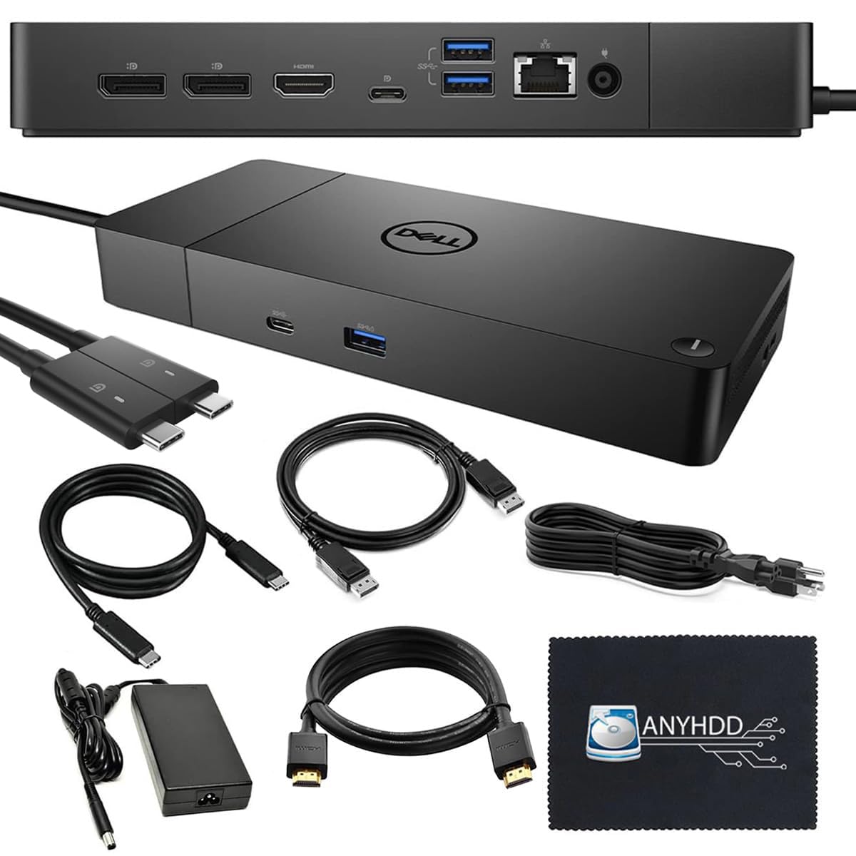 Dell WD19DCS 240W Docking Station with Power Adapter - Dual 4K HDMI & DisplayPort, USB-C Hub for Laptops - Ideal for Home Office & Multi-Monitor Setup (Includes Cables & Cleaning Cloth)