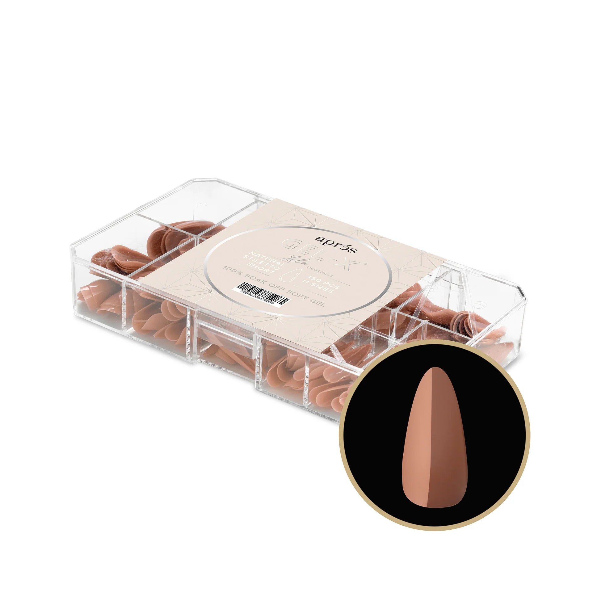 Apres Gel X Neutrals Imani Natural Nail Tips 150pc - Short Stiletto Shape for Manicures & Pedicures | Perfect for Salon, Home Use & DIY Nail Art