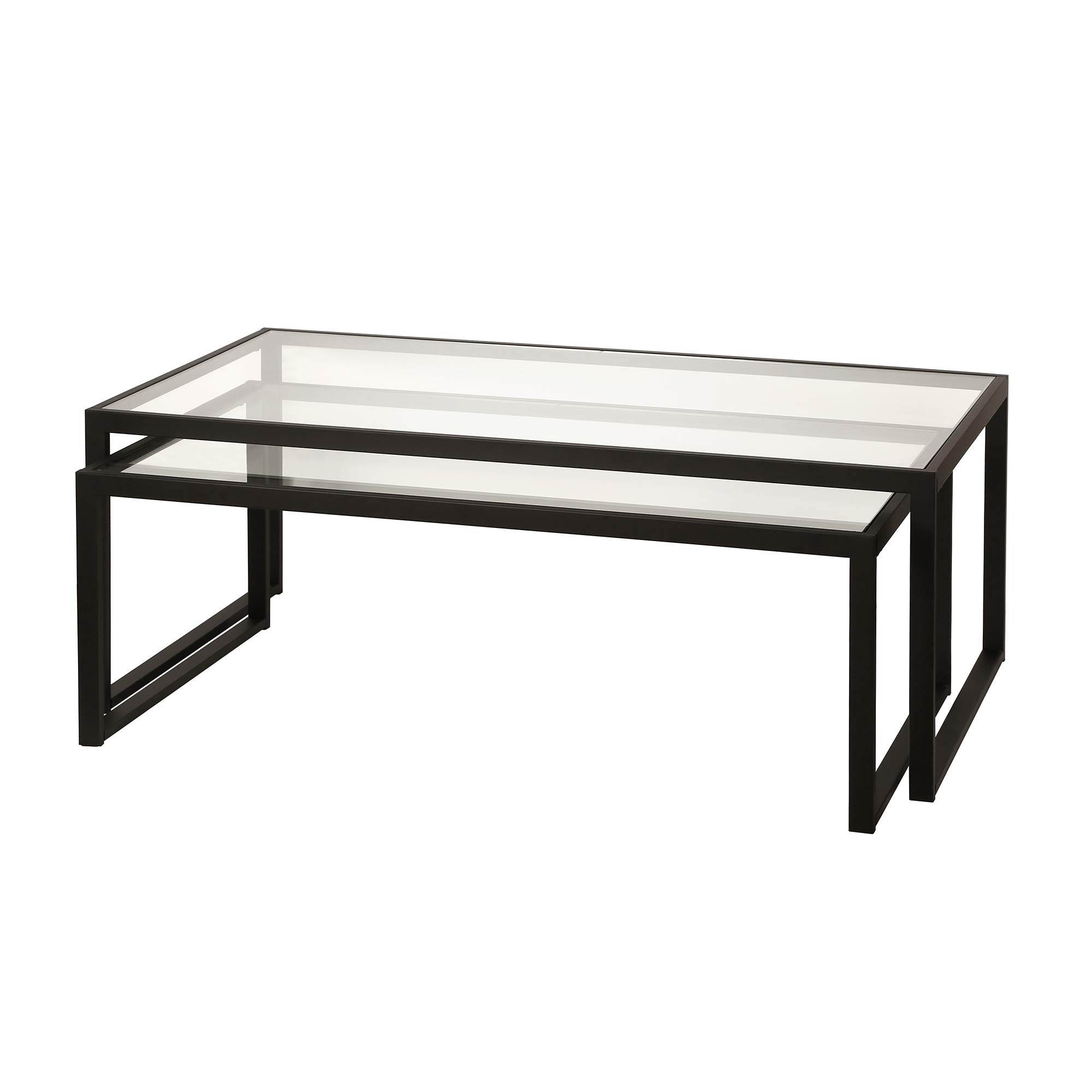 Henn&Hart Modern Rectangular Nested Coffee Table Set in Blackened Bronze - Contemporary Living Room Furniture for Studio Apartments & Small Spaces - Perfect for Entertaining Guests or Relaxing with Coffee