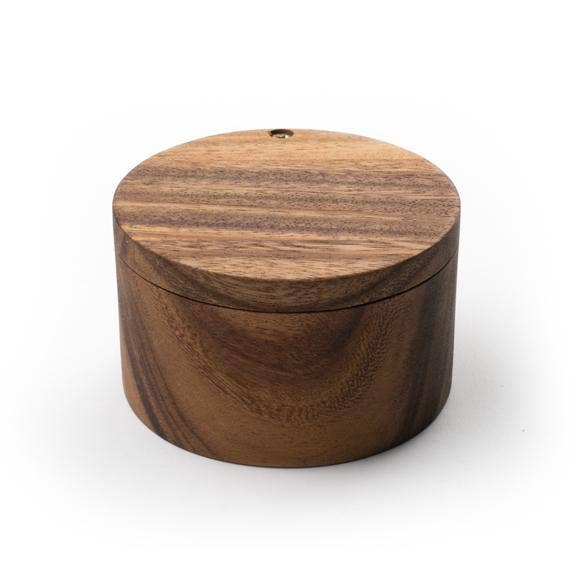 Premium Acacia Wood Salt Cellar with Lid - Natural Bamboo Salt Box for Cooking, Baking & Tabletop - Perfect for Kitchen, Dining Room & Gift Giving