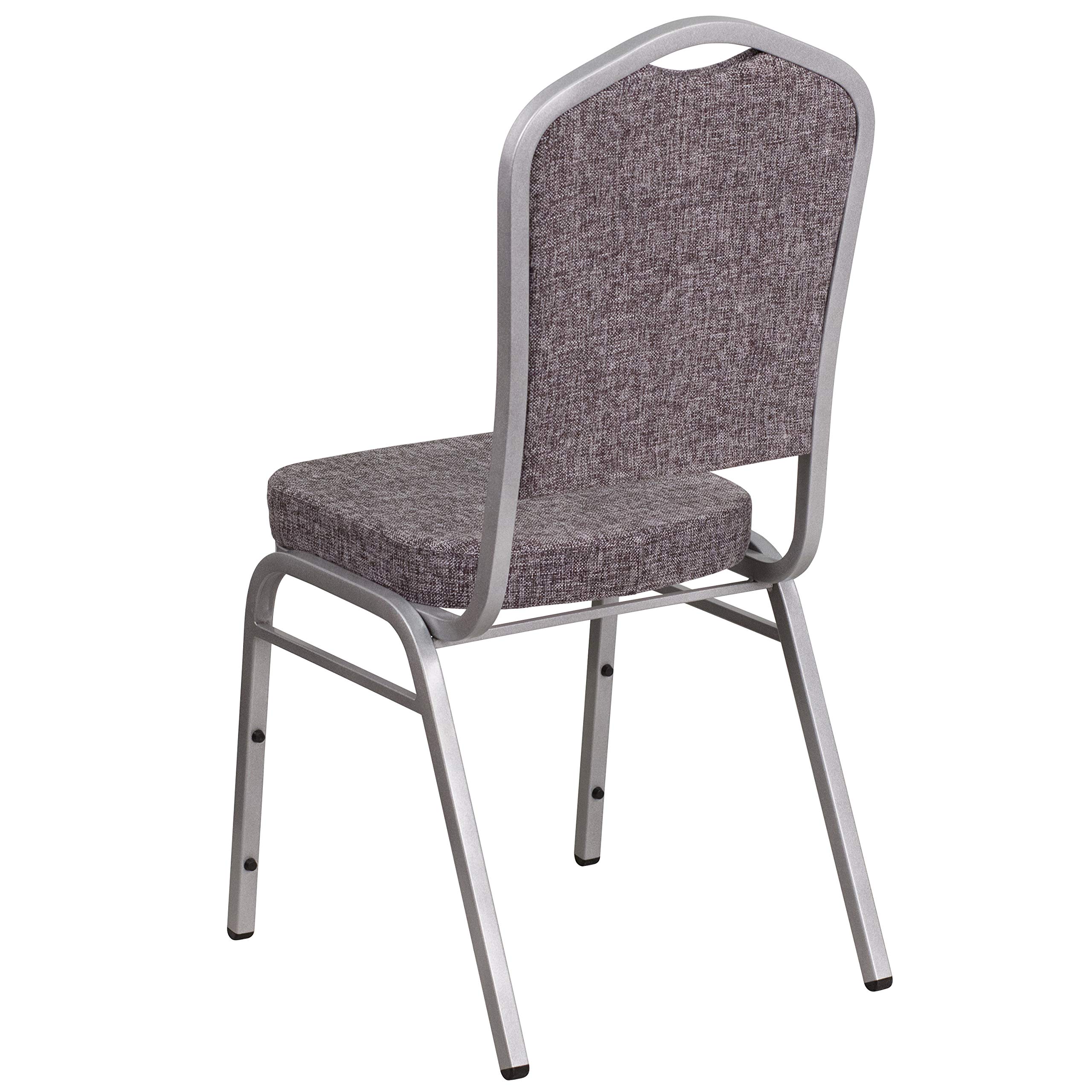 4 Pack Stackable Banquet Chairs with Herringbone Fabric & Silver Metal Frame - Perfect for Weddings, Events, and Home Dining