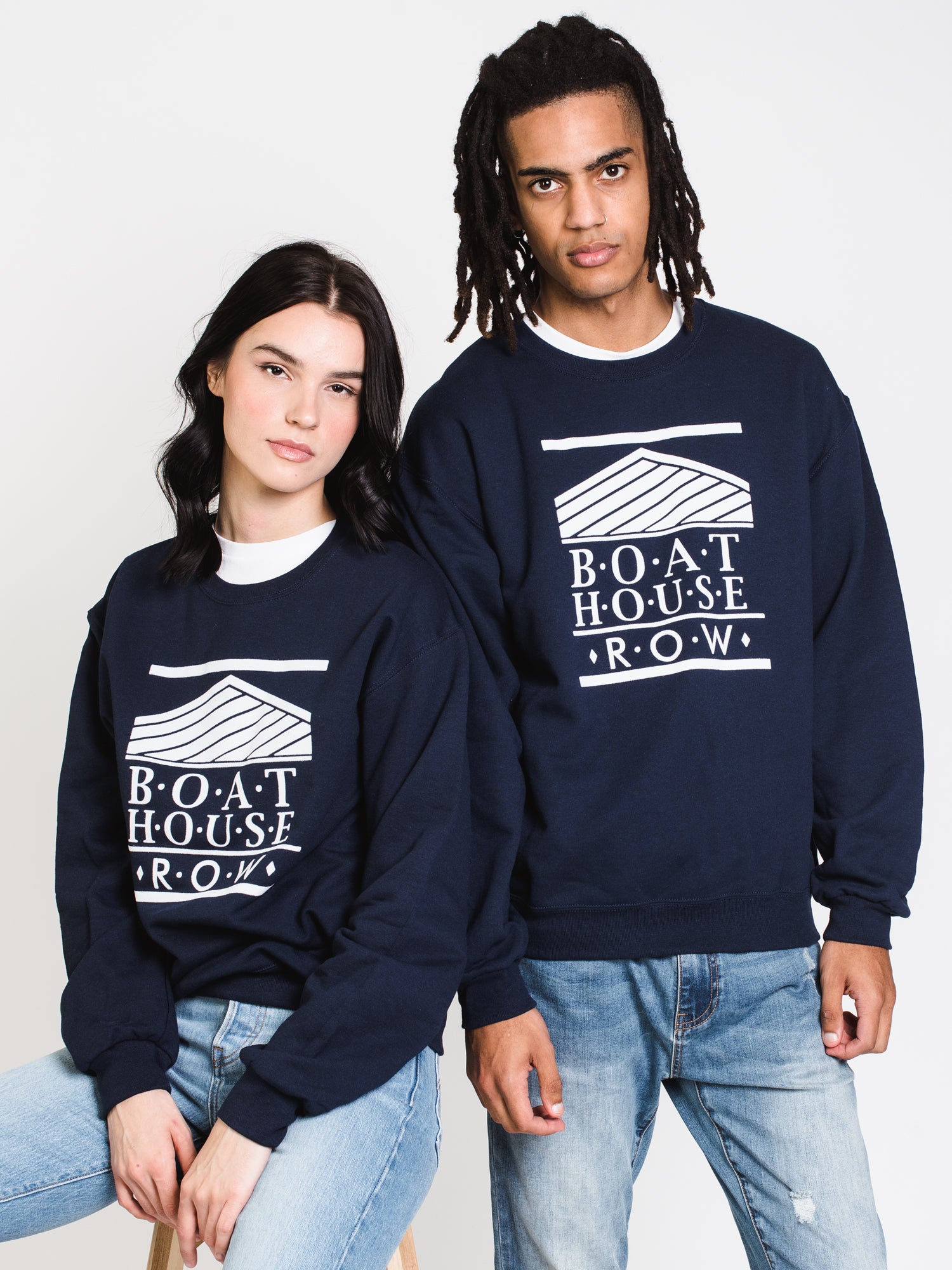 BOATHOUSE RETRO BH LOGO FLOCK T-Shirt - Navy Blue - Clearance Sale - Casual Wear & Vintage Style for Men