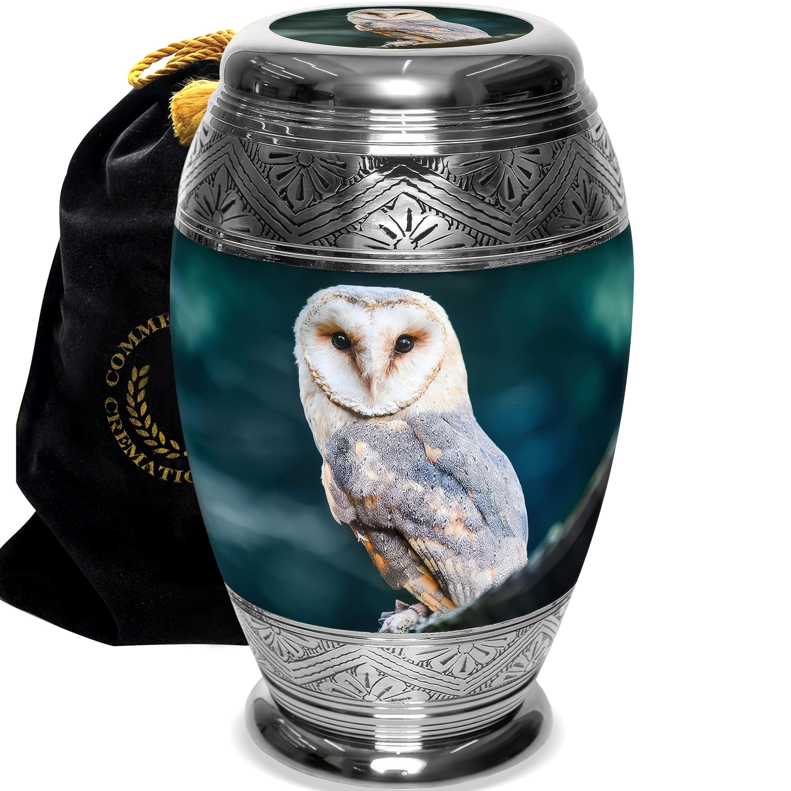 Observing Owl Cremation Urn for Human Ashes - Large Adult Memorial Urn for Women, Mothers & Loved Ones - Funeral, Burial & Home Keepsake - Perfect for Memorial Services & Home Display
