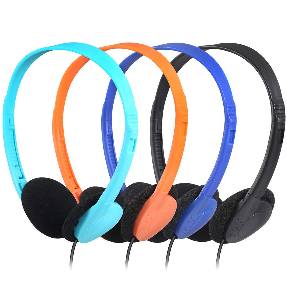 Bulk Classroom Headphones for Kids - 20 Pack Multi-Colored Student Headphones | Durable School Headphones for Classrooms, Libraries, Computer Labs, Testing Centers, Museums & Hotels | Perfect for Online Learning, Distance Education & Quiet Study Environments