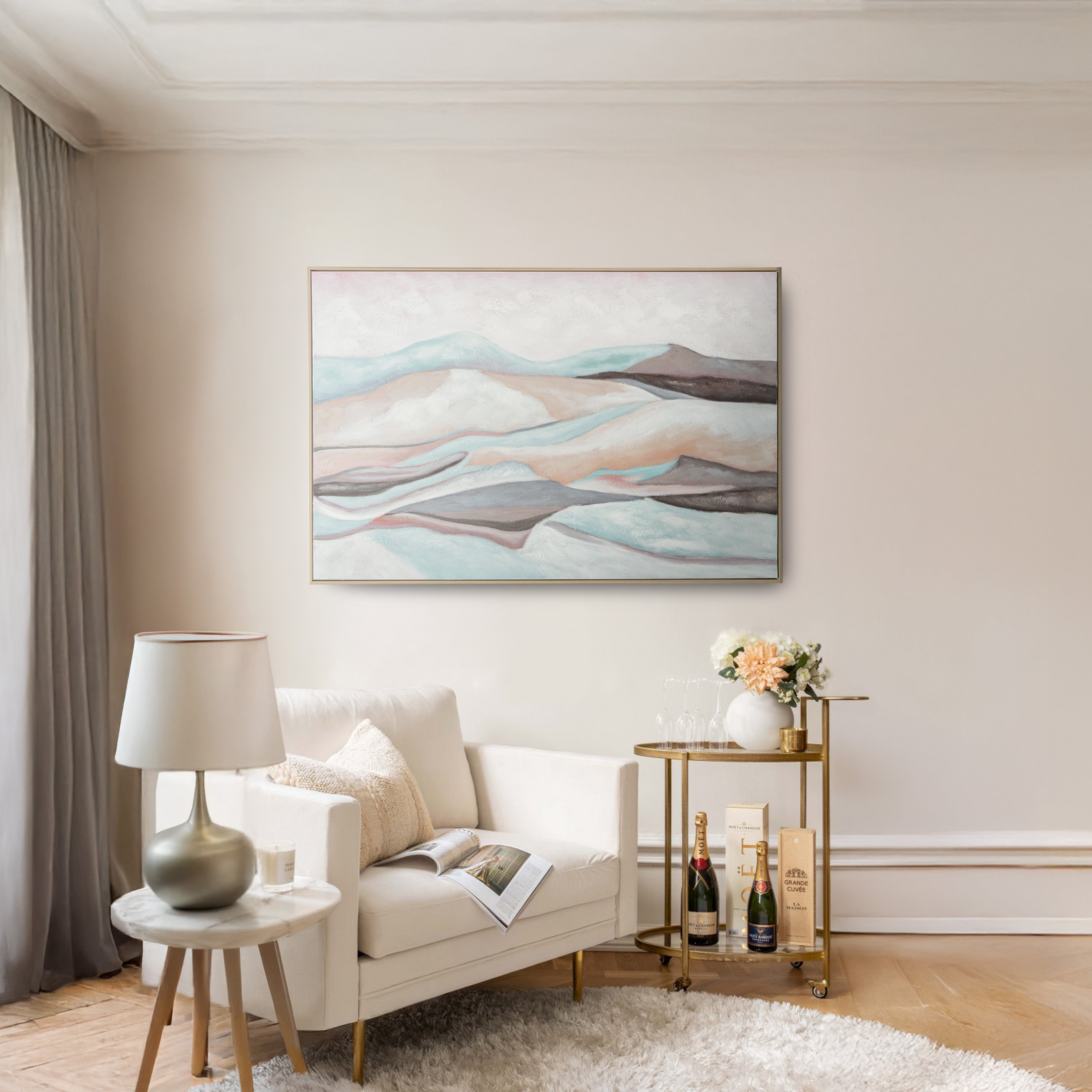 Urban Style Brushmarks Oil Painting Textured Mountain Landscape Wall Art - Perfect for Living Room, Bedroom & Office Decor
