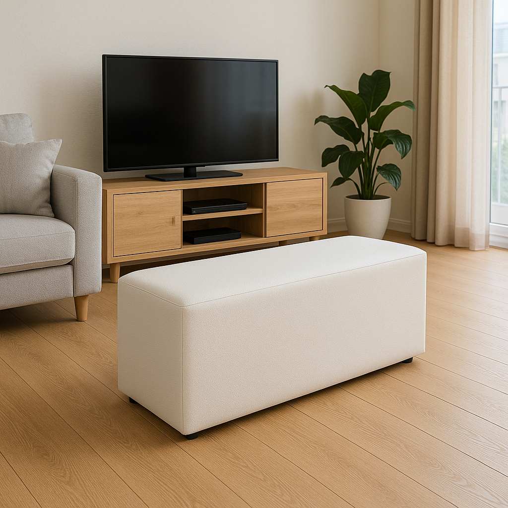 Jeffers White Faux Leather Ottoman - Stylish Storage Footrest for Living Room, Bedroom & Office - Perfect Home Decor Accent Piece