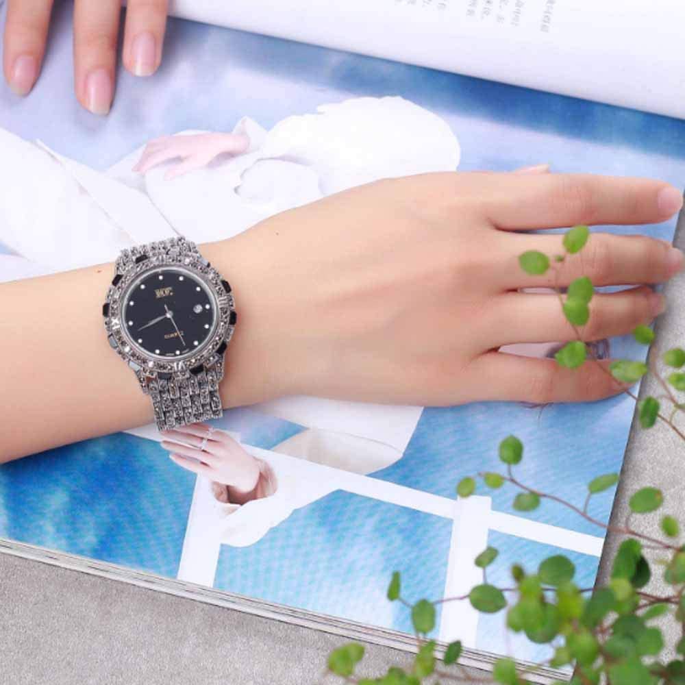 Men's Luxury Thai 925 Sterling Silver Marcasite Wrist Watch - Black 21CM Band - Elegant Dress Watch for Formal Events & Business Occasions