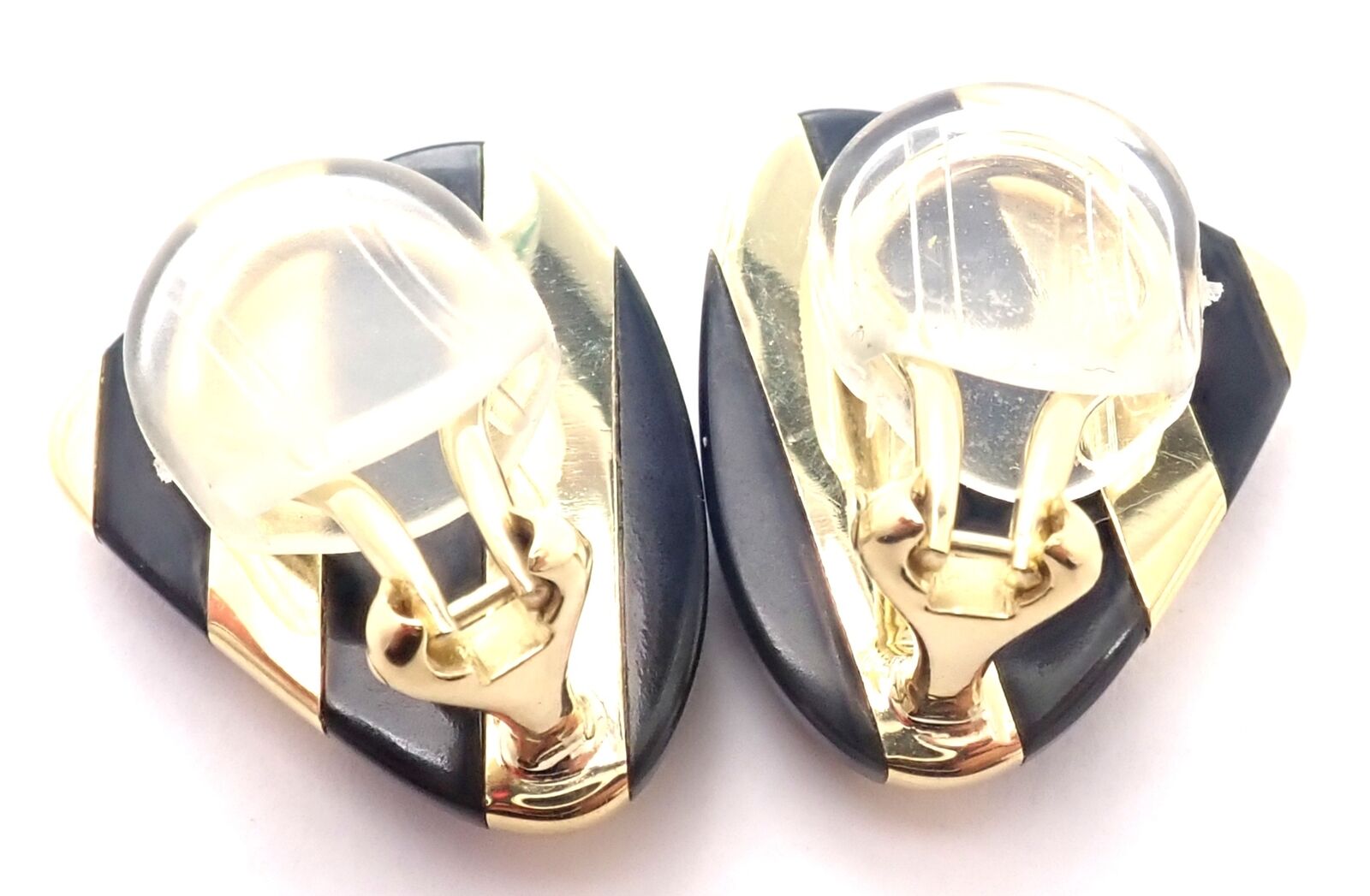 Tiffany & Co Angela Cummings 18k Yellow Gold Black Jade Inlaid Earrings for Women - Luxury Jewelry Gift for Anniversary, Wedding & Special Occasions