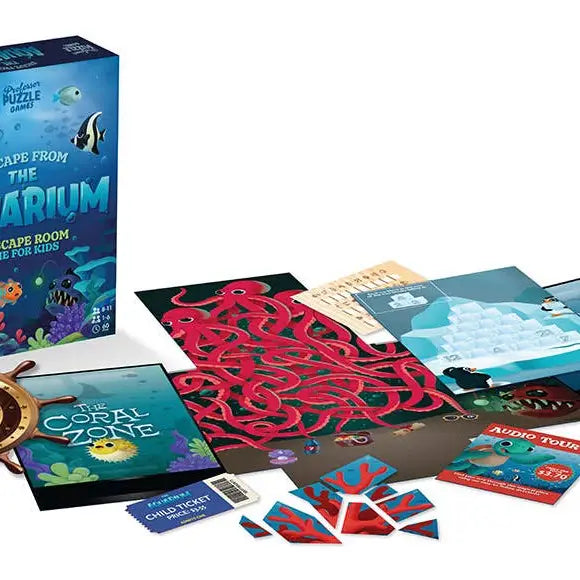 Escape Room Board Game - Escape from the Aquarium Adventure Puzzle Game for Adults & Teens - Perfect for Family Game Nights and Team Building Activities
