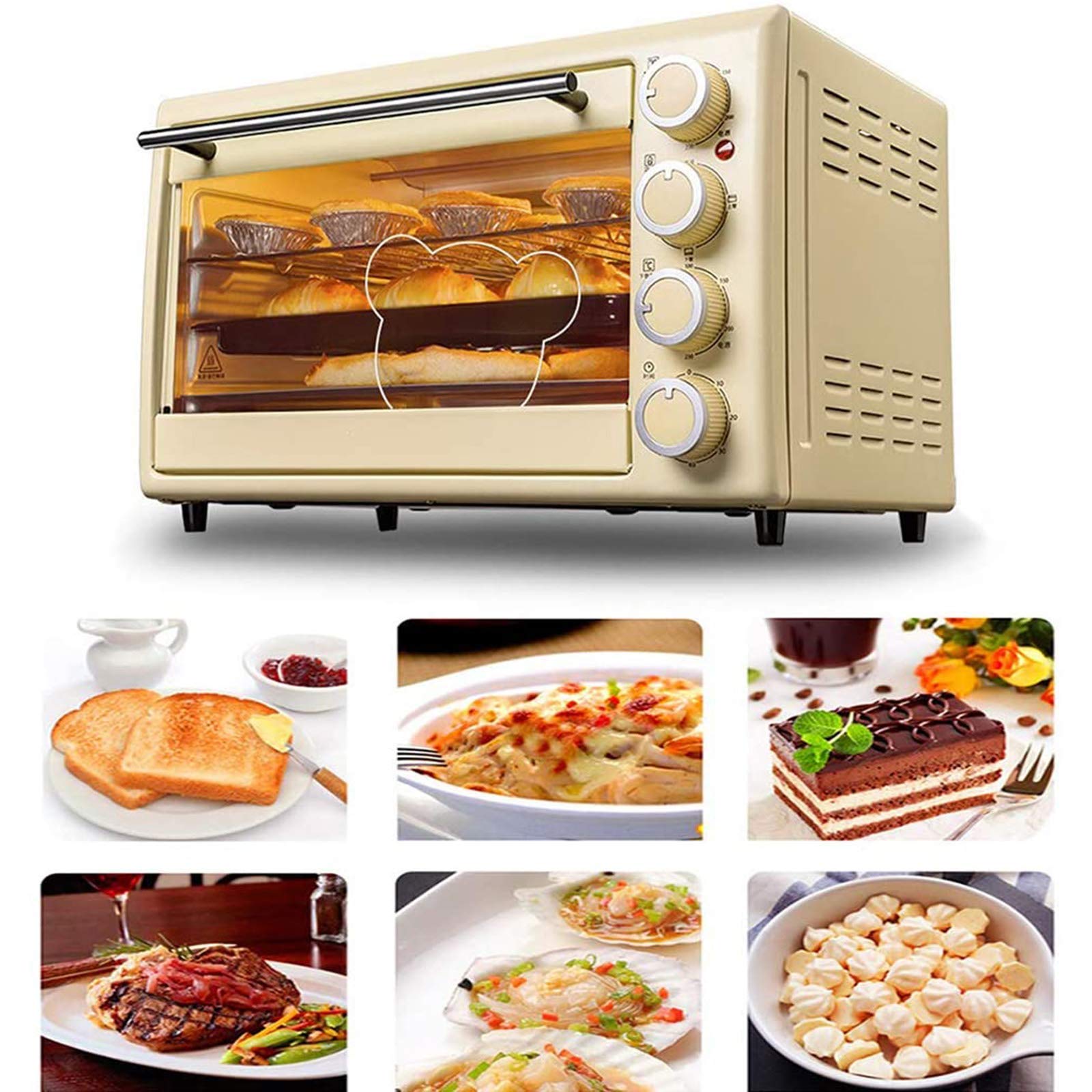 Multifunctional 30L Large Capacity Automatic Electric Oven - Smart Baking Retro Countertop Oven with Microwave Function for Home, Kitchen & Baking Enthusiasts | Perfect for Baking, Roasting, Grilling & Reheating Meals