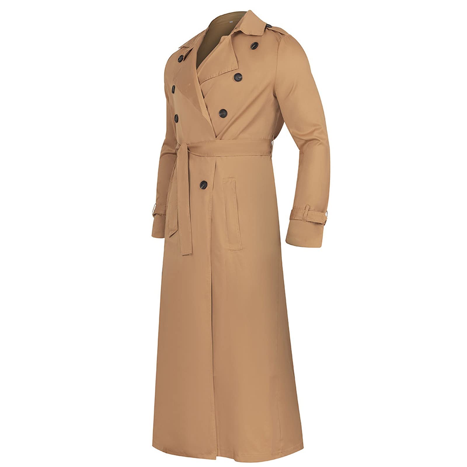 Men's Lightweight Double Breasted Trench Coat - Belted Windbreaker for Outdoor & Work