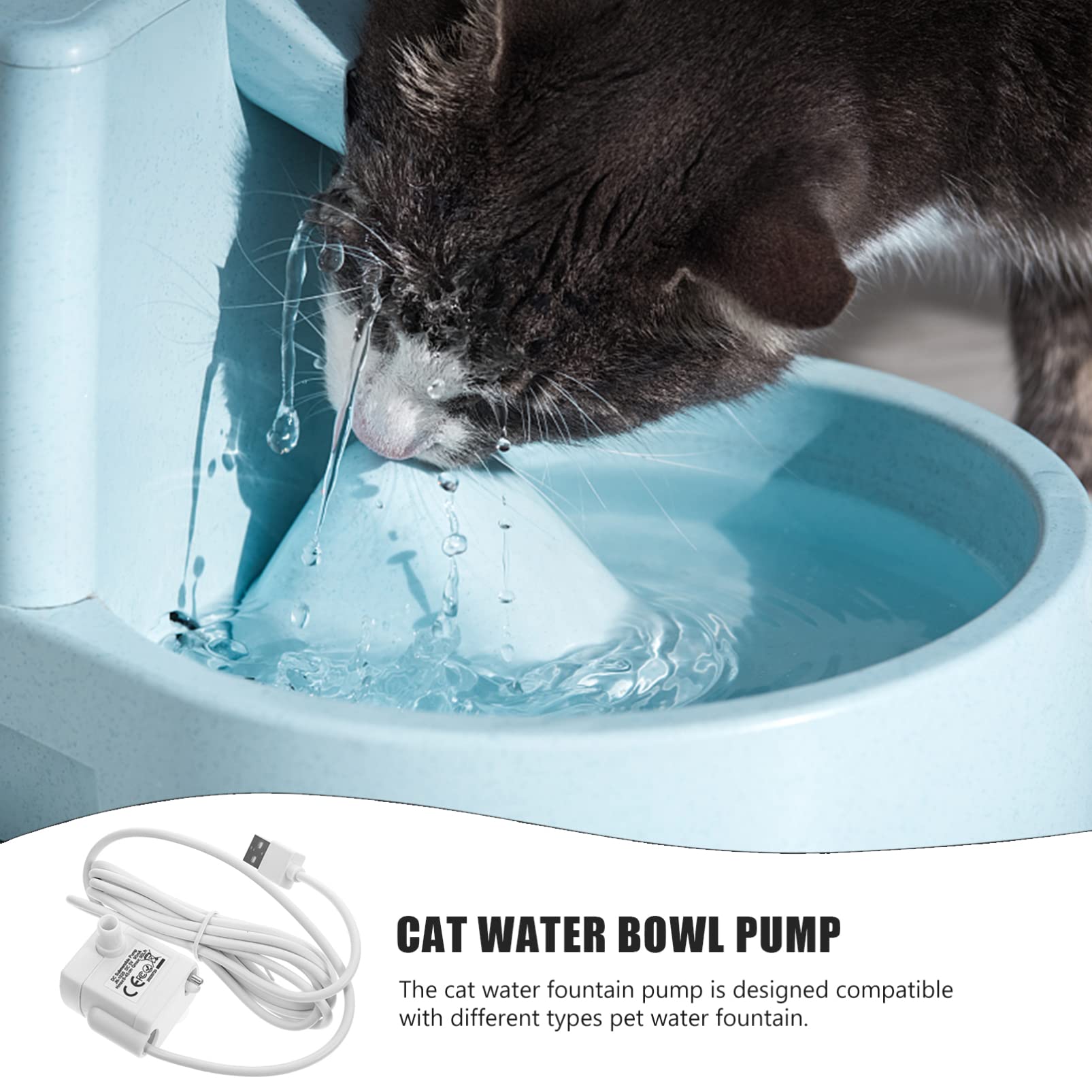 Quiet Pet Fountain Pump - Replacement for Cat Water Dispenser - Prevent Dry Burning