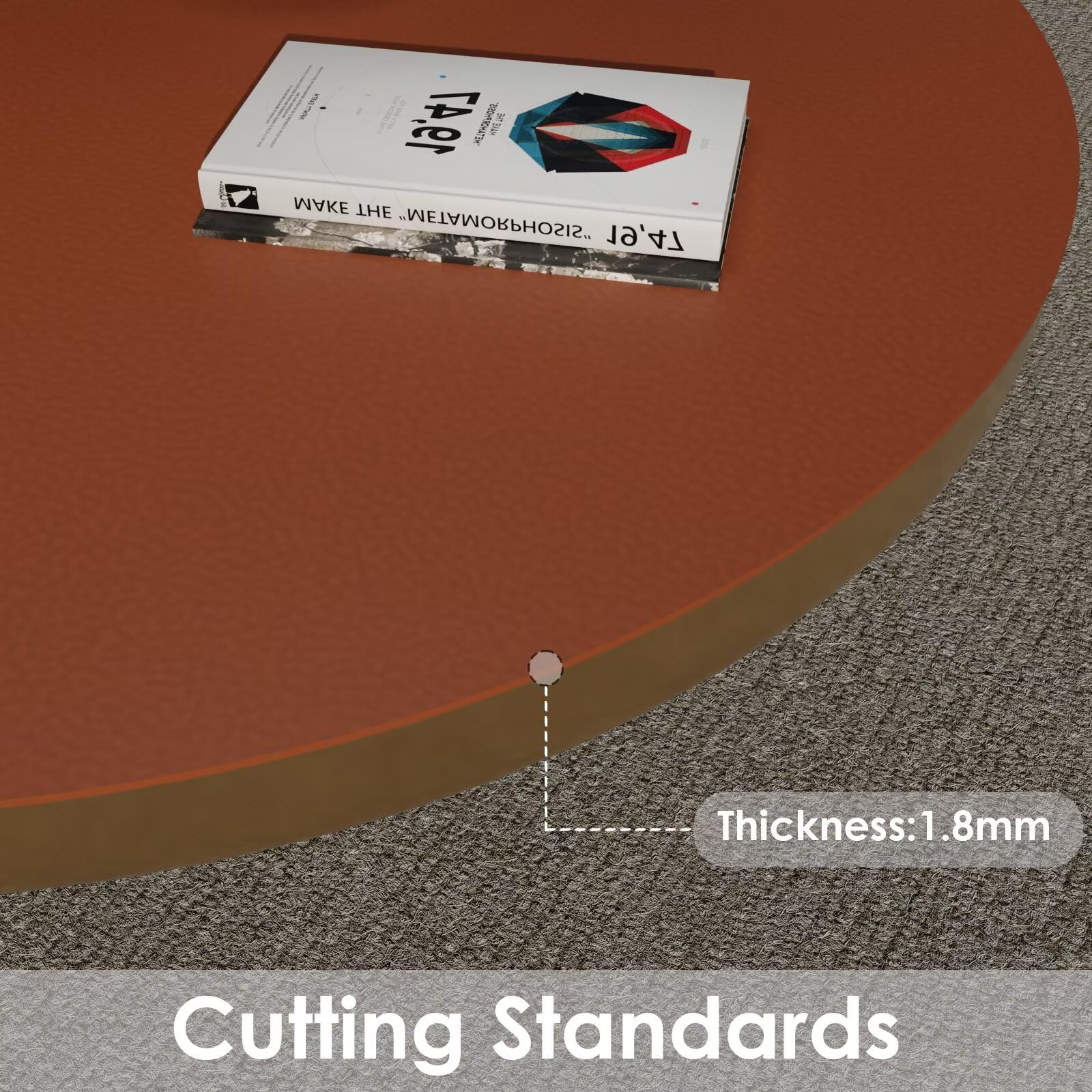Premium 24 Inch Round Table Pad - 1.8mm Thick Leather Table Protector Cover for Dining & Coffee Tables (Brown & Gray) - Perfect for Home, Restaurant & Office Use