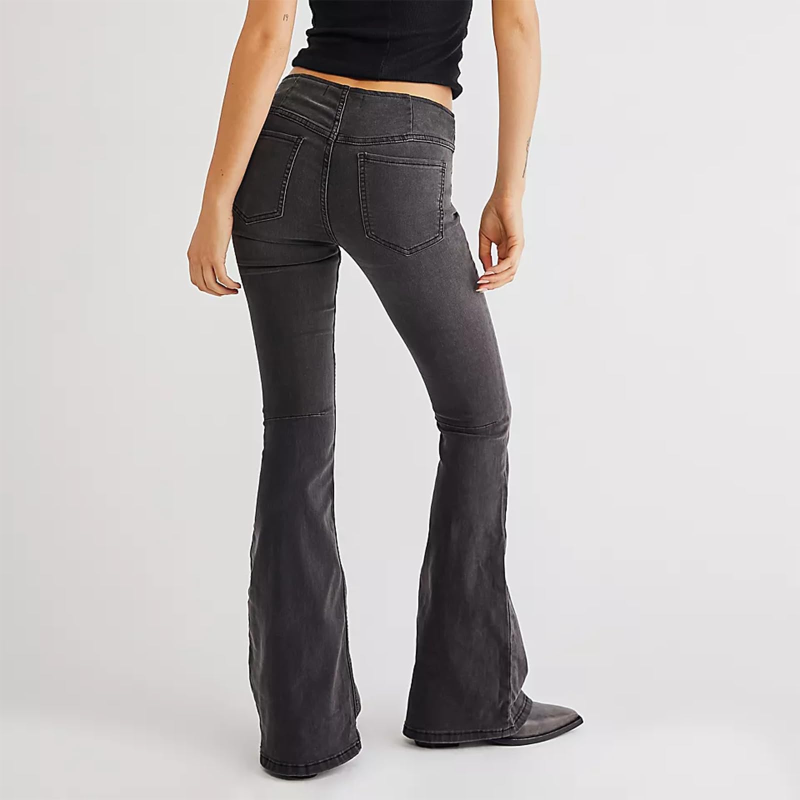 Women's Stretch High Waist Bell Bottom Bootcut Jeans - Y2K Sexy Flare Denim Pants with Elastic Pull On Design | Perfect for Casual Outfits, Retro Fashion & Night Out Looks