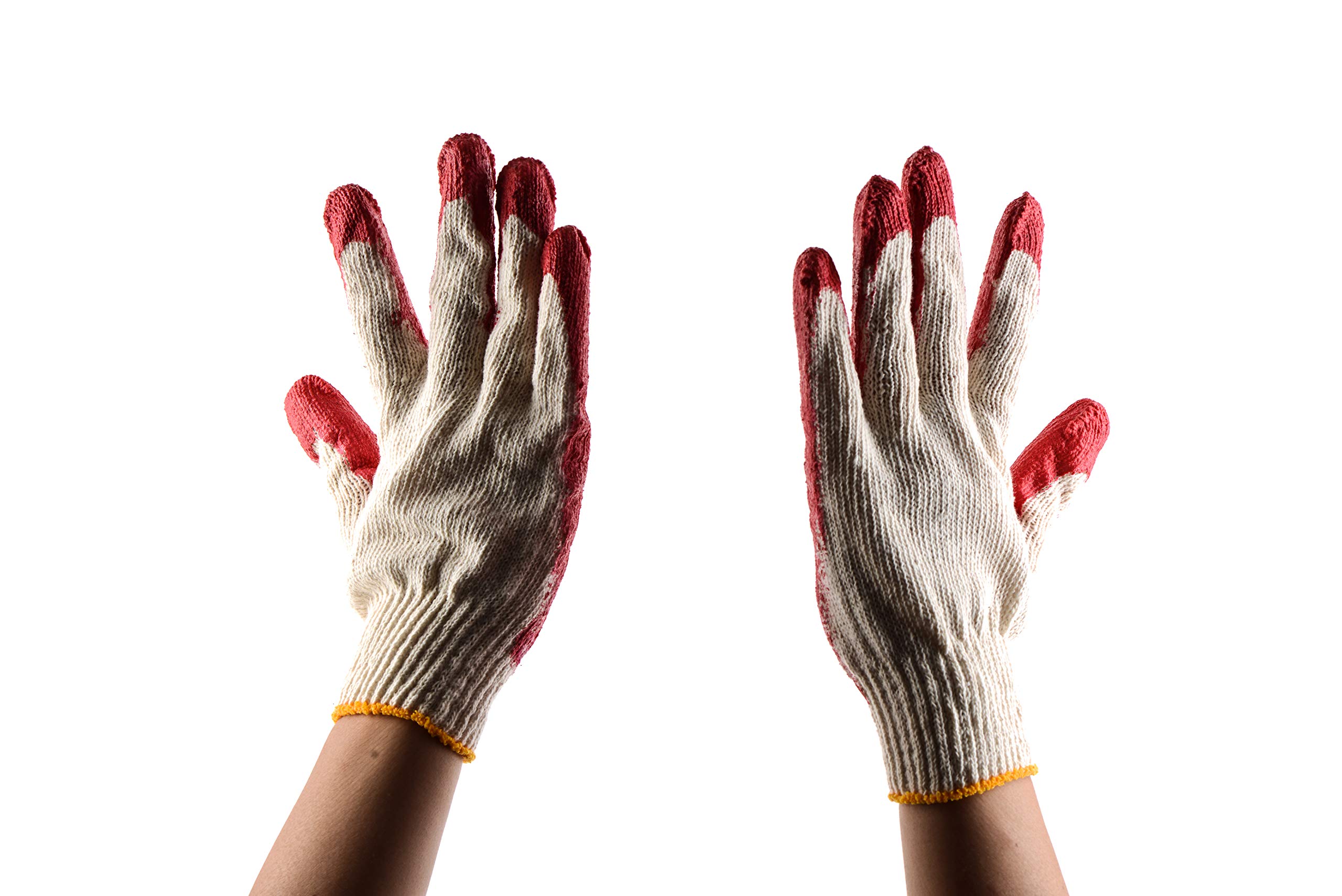 EcoQuality Red Latex Coated Cotton Work Gloves - Heavy Duty Grip for Construction, Safety, Moving, Landscaping & Mechanic Work - Perfect for General Labor & Disposable Use - Ideal for DIY Projects, Warehouse Work & Outdoor Activities