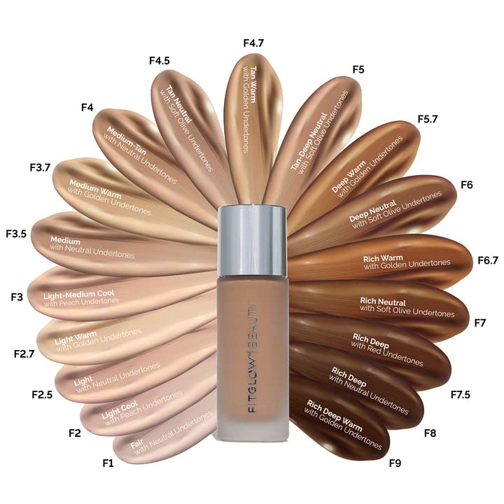 Fitglow Beauty Vegan Natural Foundation with Photo-Filtering Effect - F5.7 Deep Warm Golden Undertones | Cruelty-Free Clean Makeup for Flawless Coverage | Perfect for Daily Wear & Professional Photography