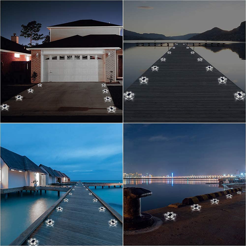 VOLISUN 16 Pack Solar Powered Outdoor Pathway Lights - Hexagon Deck & Dock Lighting (12 White + 4 Dual-Color White/Warm White) for Driveway, Garden, Patio & Landscape Illumination