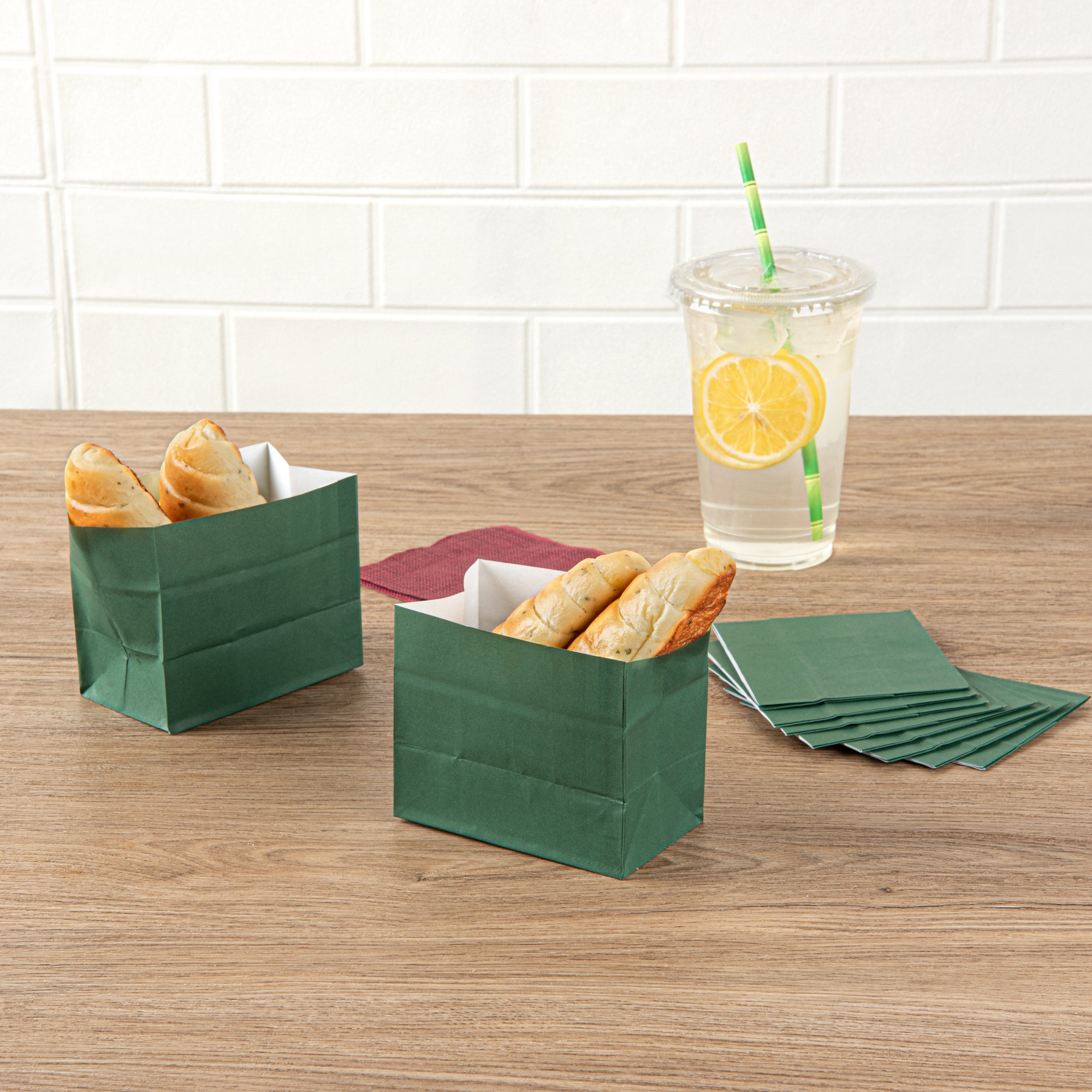 Eco-Friendly Forest Green Paper Snack Bags - 4.25