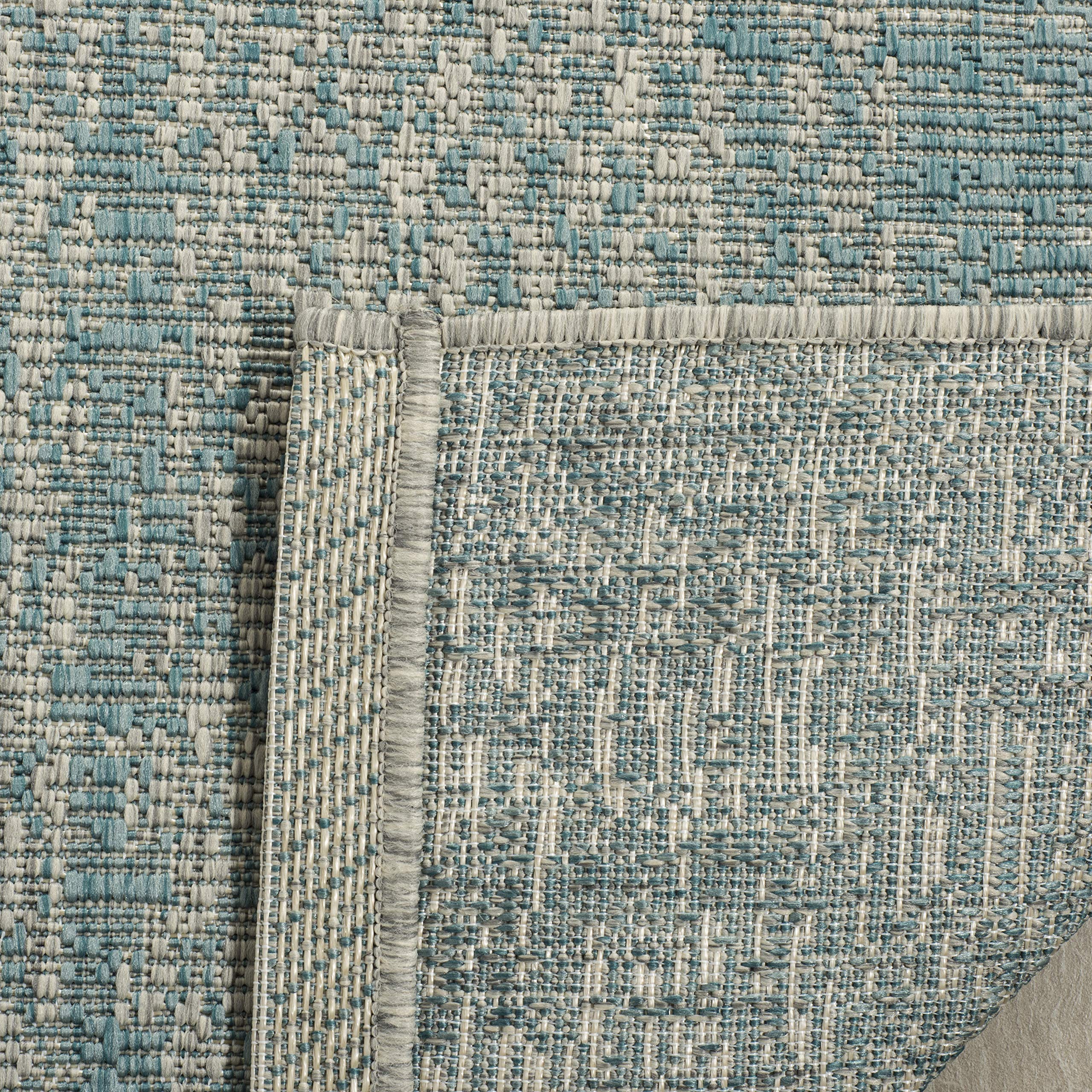 SAFAVIEH Courtyard Collection 9' x 12' Light Grey & Aqua Indoor Outdoor Waterproof Rug - Easy to Clean, Stain Resistant for Patio, Backyard, Mudroom, Deck & Poolside (CY8736)