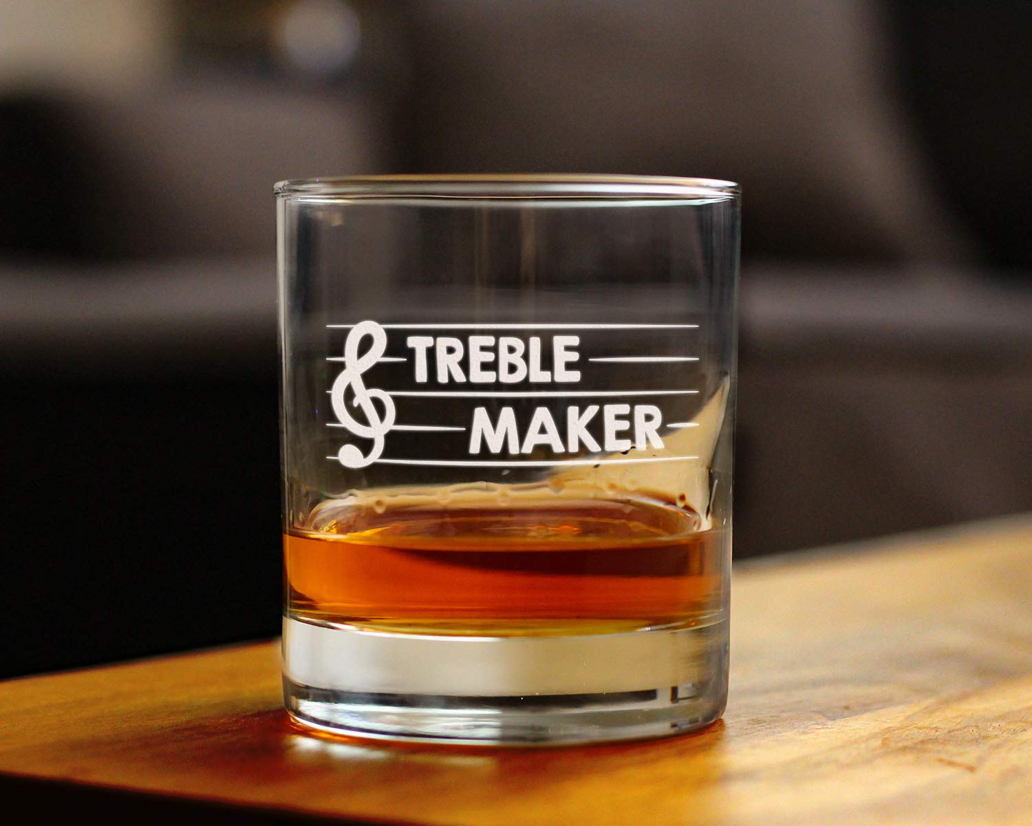 Treble Maker Whiskey Rocks Glass - Unique Music Teacher Gift for Men & Women - 10.25 Oz Crystal Clear Ice Cube Tumbler - Perfect for Bourbon, Scotch & Cocktails at Home Bar or Music Studio