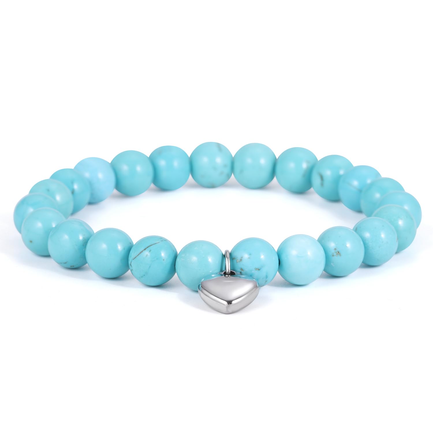Qitian Natural Stone Healing Chakra Bracelet with Heart Charm - Relaxation, Encouragement, and Spiritual Balance - Perfect Birthday Gift for Women, Best Friend, or Thank You Present for Meditation and Stress Relief