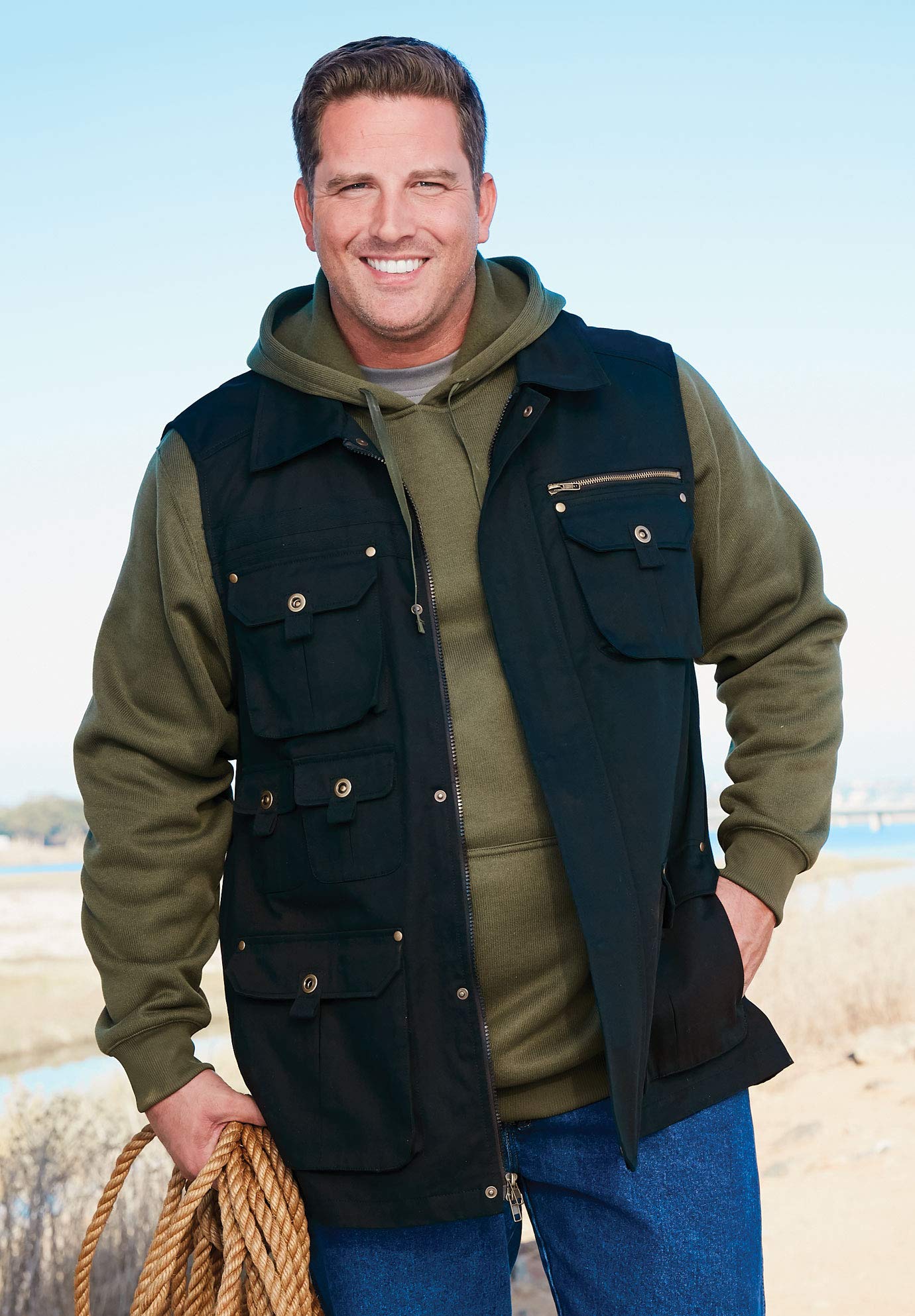 Boulder Creek KingSize Men's Big & Tall 9-Pocket Twill Utility Vest - Outdoor Workwear for Hunting, Fishing & Camping