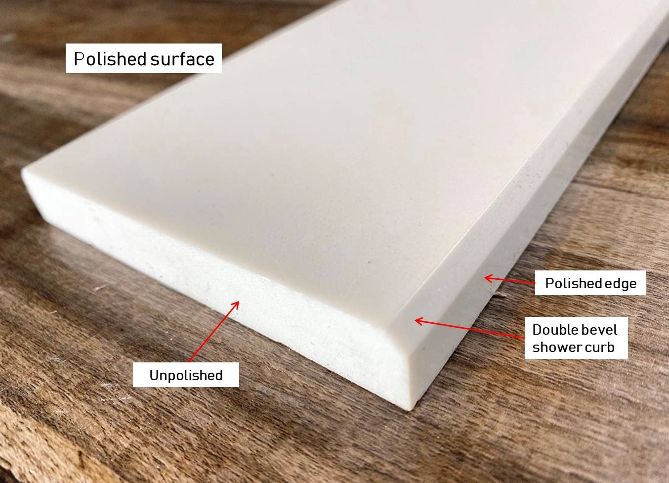 Polished White Engineered Marble Threshold Saddle - 5