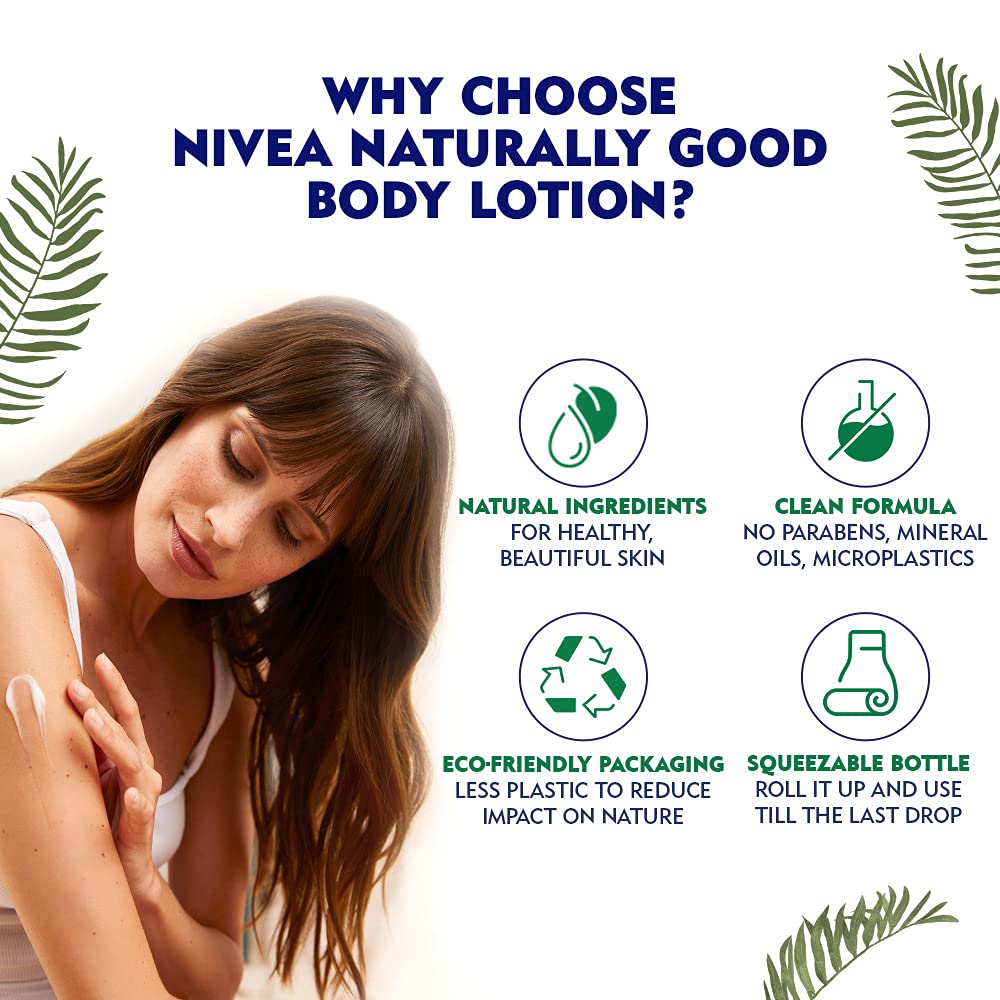 Nivea Naturally Good Natural Lavender Body Lotion for Dry Skin - 98% Natural Origin Ingredients, Paraben Free, 350ml - Hydrating Moisturizer for Daily Skincare Routine & Relaxing Nighttime Use