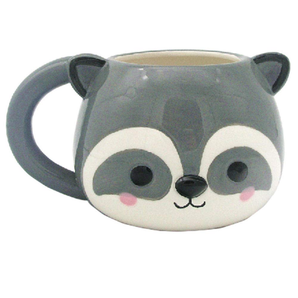Creative Cartoon Ceramic Water Cup - Hand-Painted Panda, Tiger, Penguin & Bear Design - Raccoon Cup - Perfect for Kids, Office & Home Use