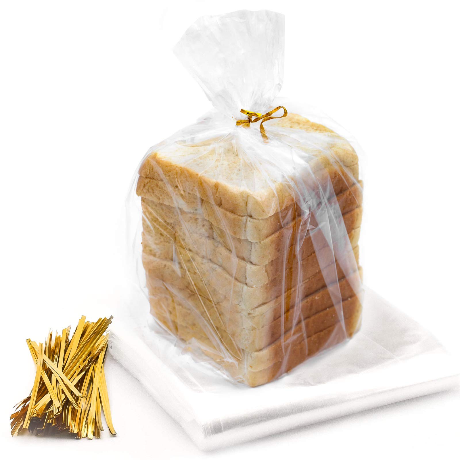Reusable Bread Bags with Ties - 50 Clear Plastic Bread Bags & 50 Adjustable Ties for Homemade Bread, Bakery Loaves, Fresh Bread Storage | Perfect for Home Bakers, Artisan Bread, Farmers Market & Gift Packaging