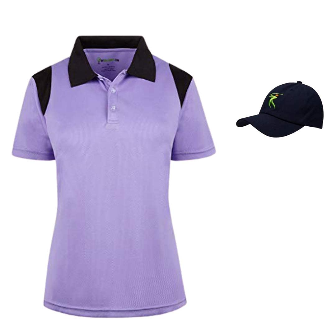 Comfortable French Cut Short Sleeve Women's Golf T-Shirt with Free Hat - Breathable Performance Top for Golfing, Tennis & Outdoor Activities