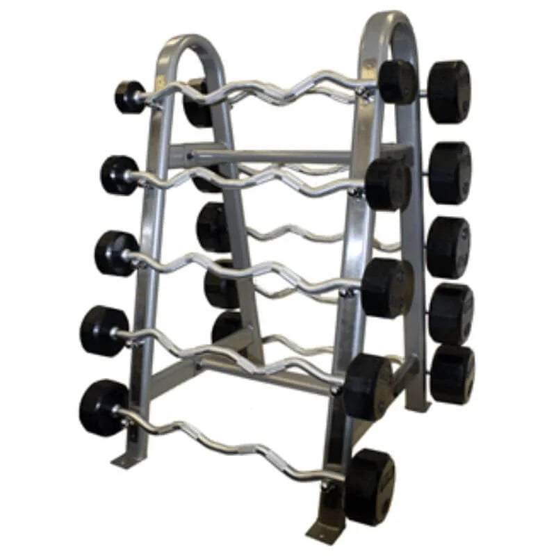 TROY COMMPAC TZBR110 12-Sided Rubber Encased Curl Barbell Set with Horizontal Barbell Rack - Perfect for Home Gym, Strength Training & Weightlifting Workouts