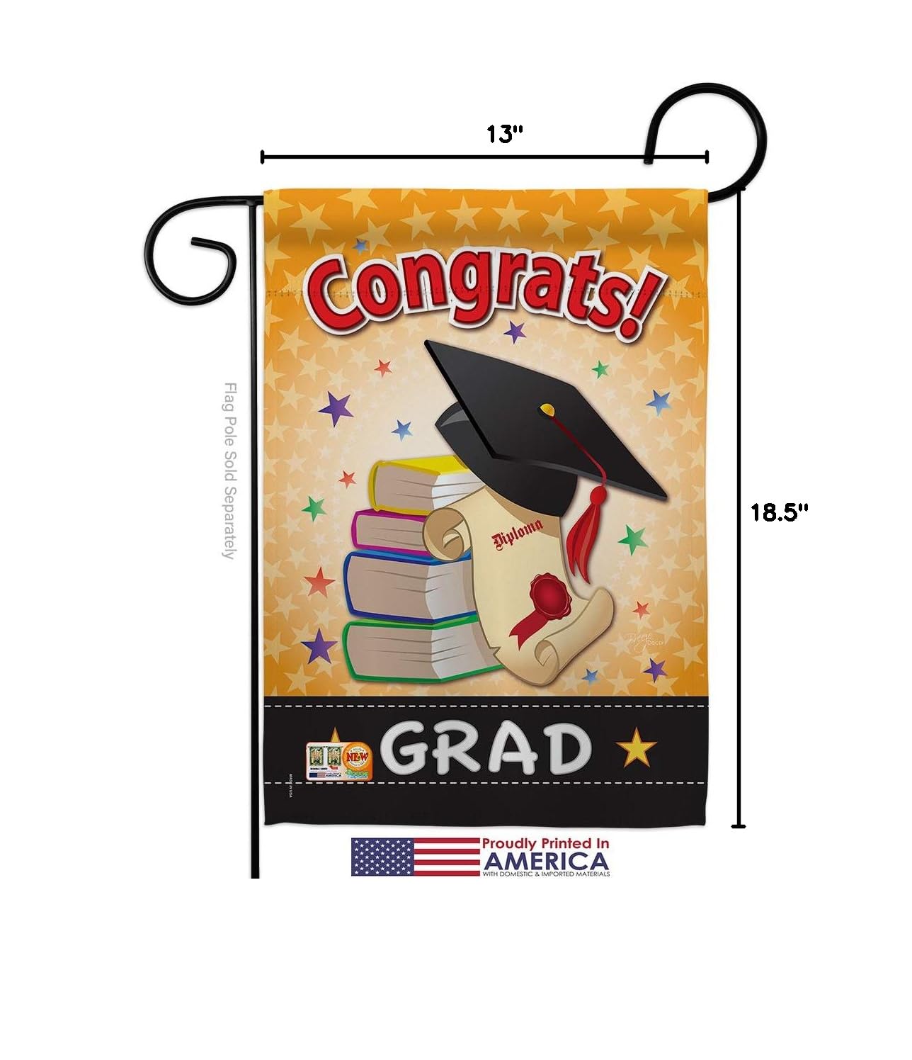 Graduation Garden Flag - Congrats Grad Decor for Yard & Home - USA Made