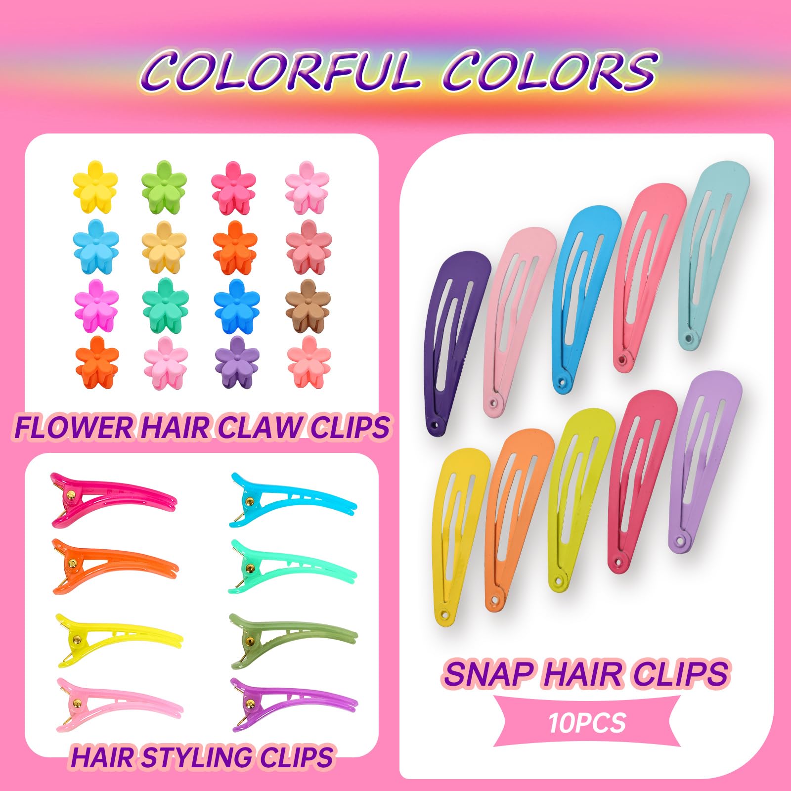 Toddler Hair Ties Set with Clips - Colorful Elastic Bands for Girls | Baby Hair Accessories for Daily Styling