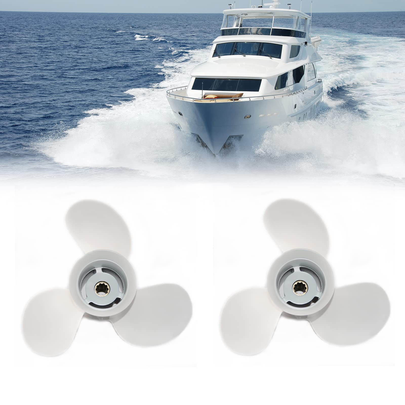 Jetman 3-Blade Aluminum Boat Propeller - Compatible with Yamaha 20HP/25HP/30HP Outboard Engines, 10 Spline Tooth RH - Perfect for Fishing, Boating & Marine Activities
