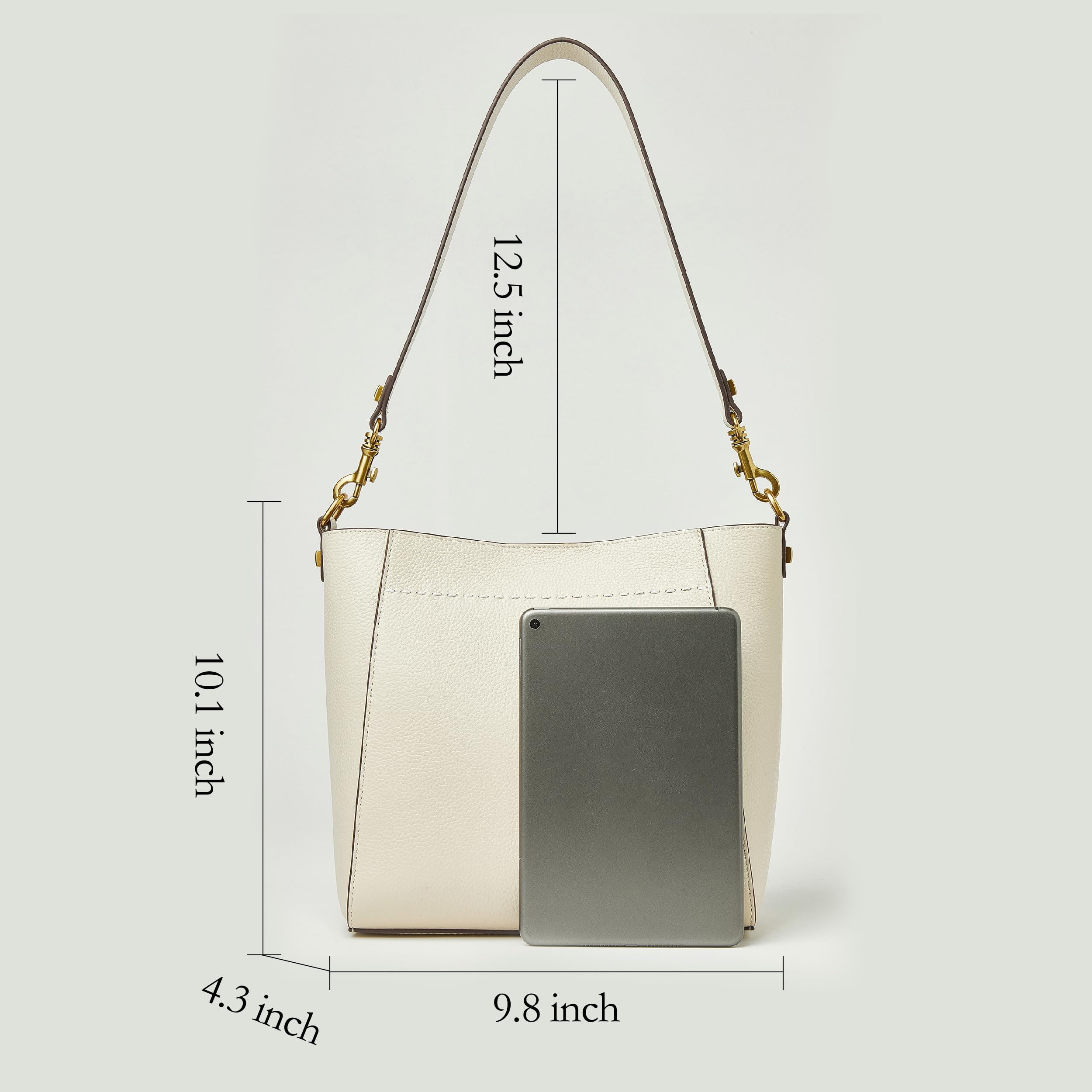 DORIS&JACKY Genuine Leather Bucket Tote Bag for Women - Designer Shoulder Hobo Purse with Detachable Wide Strap | Perfect for Work, Travel & Everyday Use