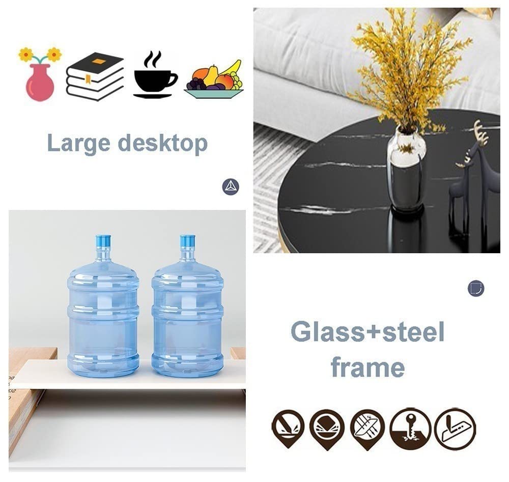 Modern Round Nesting Coffee Table Set of 2 - Faux Marble Top & Metal Frame Side Tables for Living Room, Office, Bedroom - Space Saving End Tables for Small Spaces, Sofa Corner, Dining Area