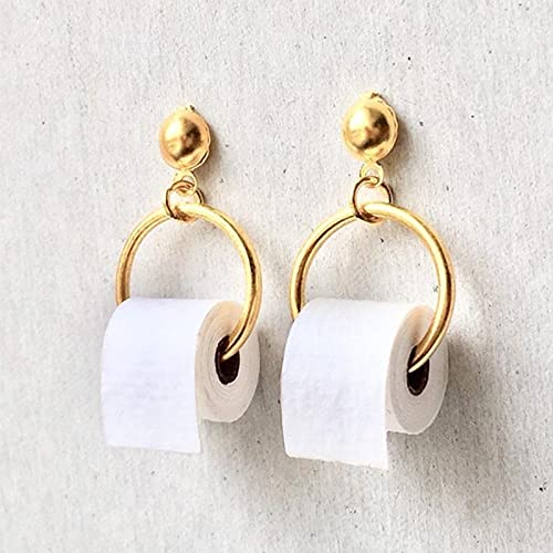 3D Geometric Drop Earrings - Funny Roll Paper Dangle Earrings for Women | Unique Toilet Paper Studs | Perfect for Parties, Costumes & Everyday Fashion Accessories