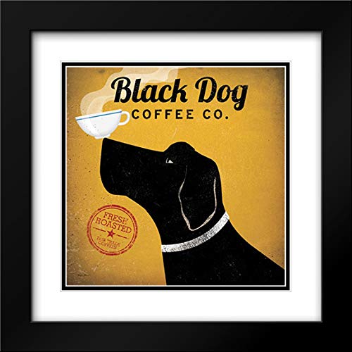 Fowler & Ryan 20x20 Inch Black Modern Framed Double Matted Museum Art Print - Black Dog Coffee Co Wall Decor - Perfect for Living Room, Office & Coffee Shop Decor
