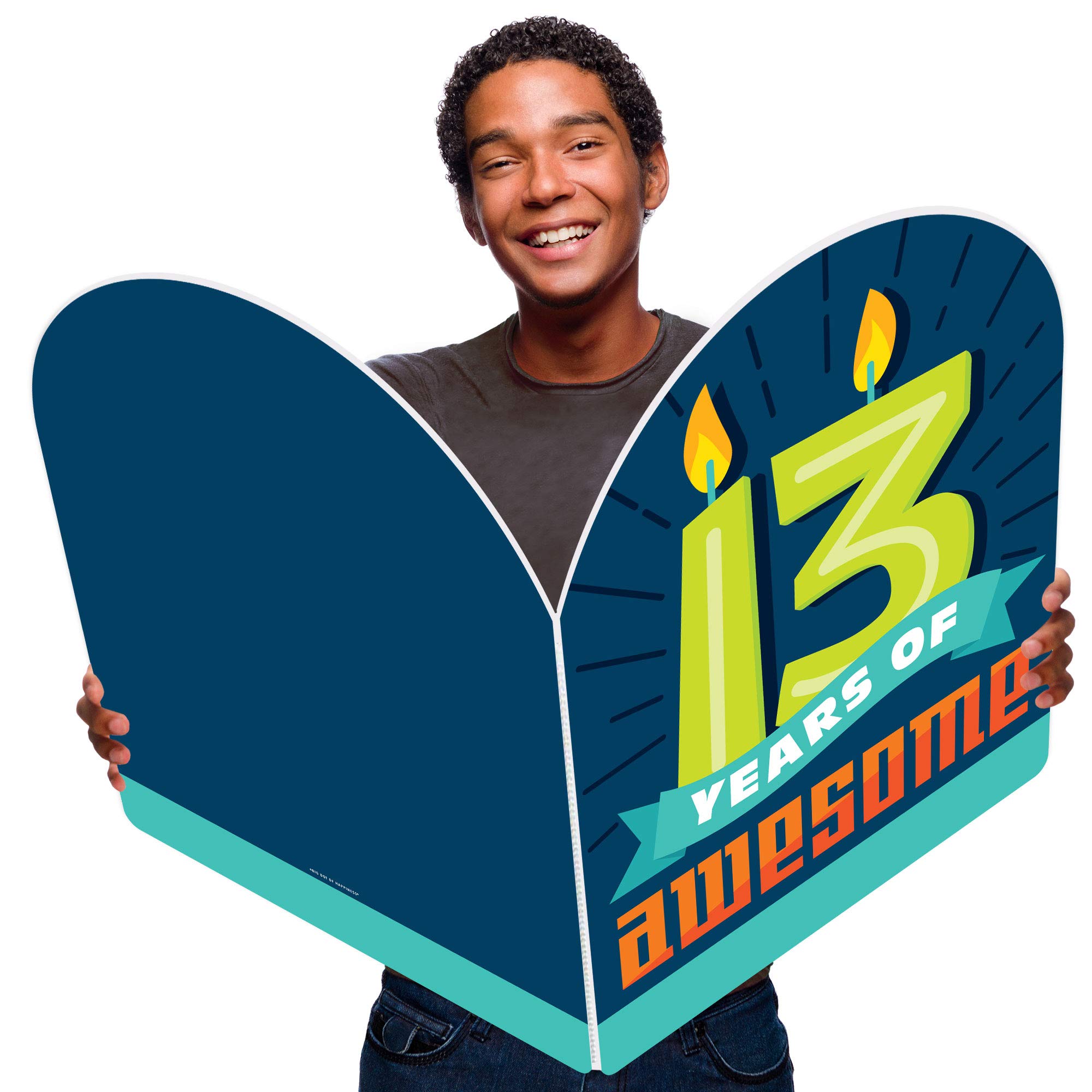 Big Dot of Happiness 13th Birthday Card for Boys - Giant 16.5x22 Inch Teen Greeting Card - Jumborific Shaped Card for Official Teenager Celebration | Perfect for Birthday Parties, Milestone Gifts & Teen Decor