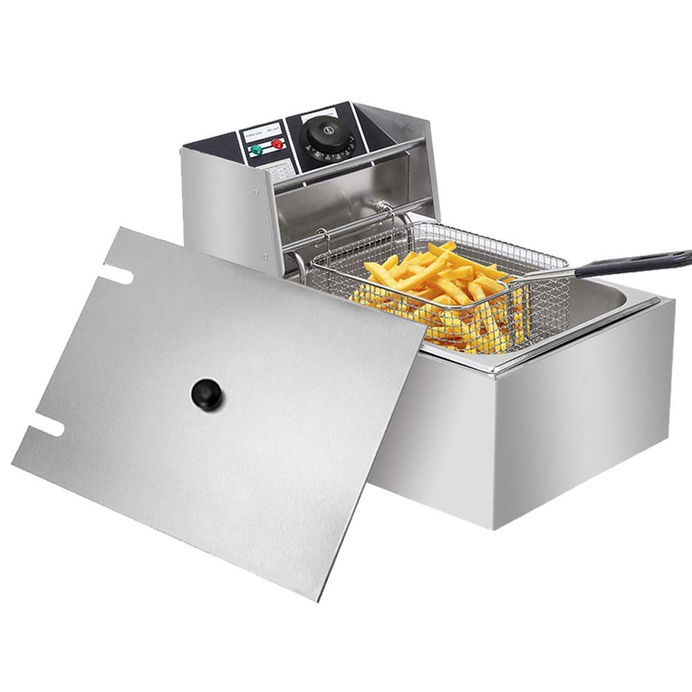 Commercial Electric Deep Fryer - Stainless Steel Kitchen Fryer Machine with Basket & Lid for Turkey, French Fries, Donuts (1 Tank) - Perfect for Restaurants, Food Trucks & Home Kitchens