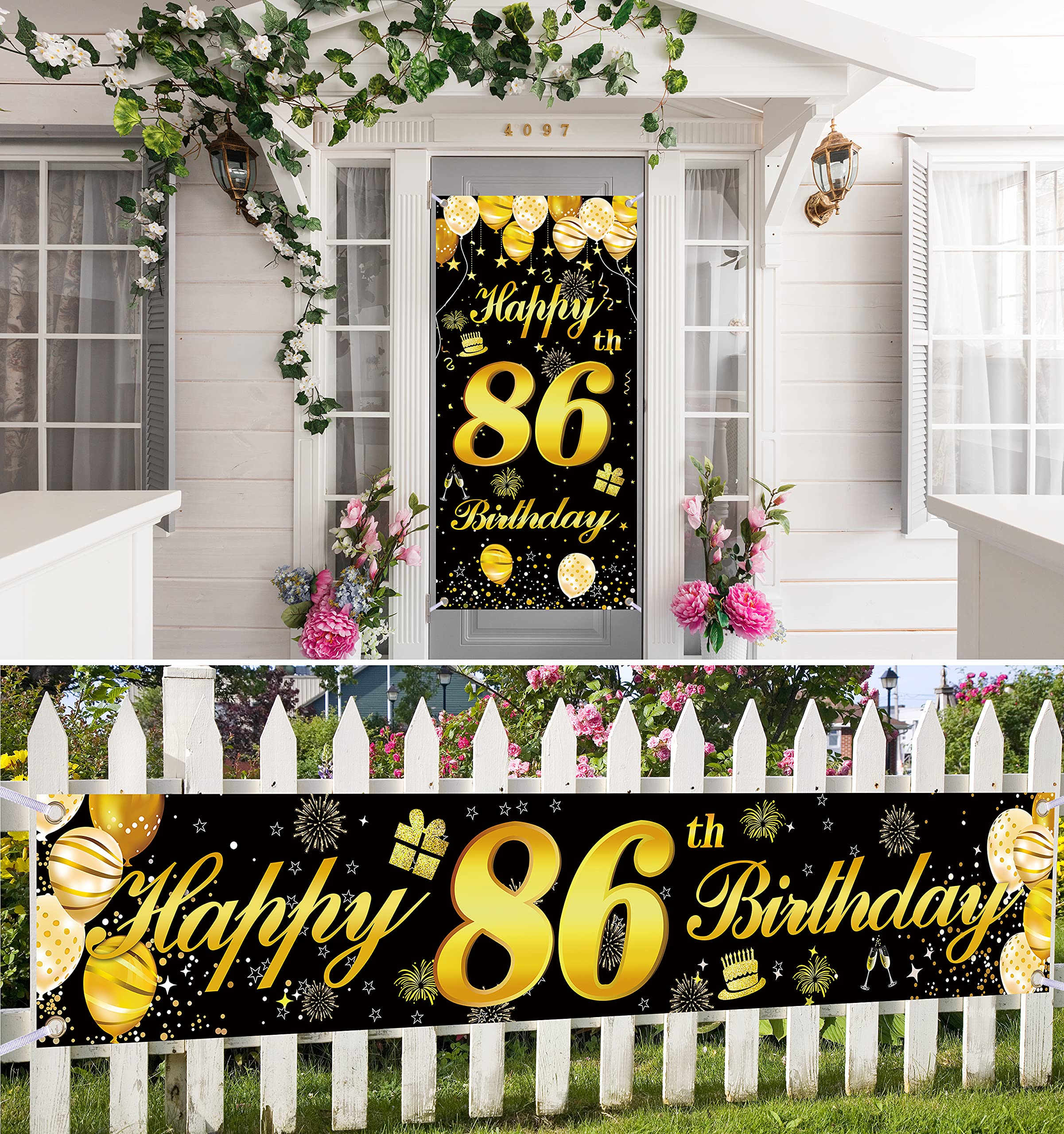 86th Happy Birthday Banner - Premium Birthday Decorations for Men, Party Supplies & Backdrop - Perfect for Milestone Celebrations, Home & Office Parties