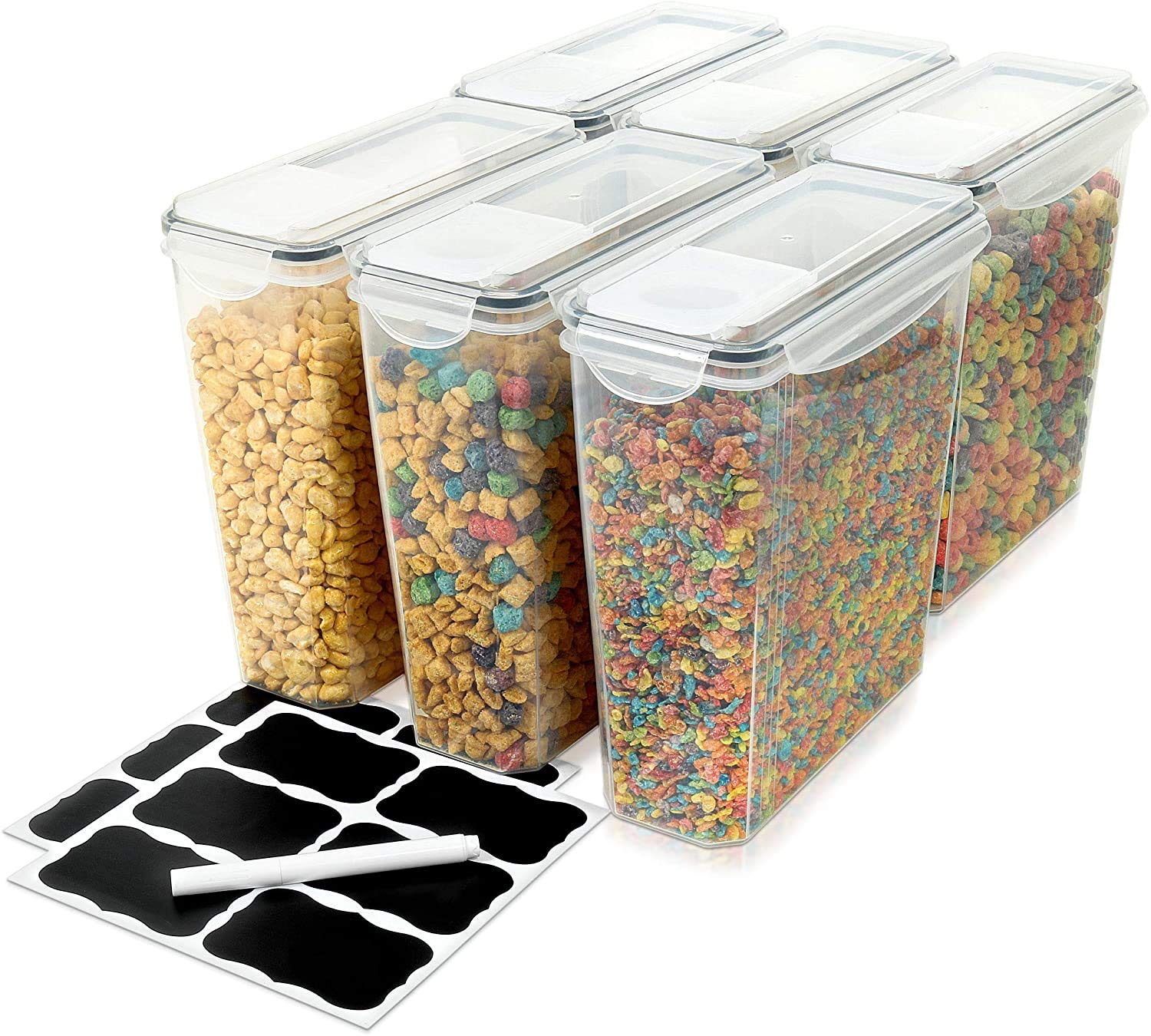6-Pack Airtight Cereal Storage Containers – Large Kitchen & Pantry Food Storage Set for Keeping Cereals Fresh & Crunchy | Perfect for Breakfast Organization, Snack Storage, and Bulk Food Preservation