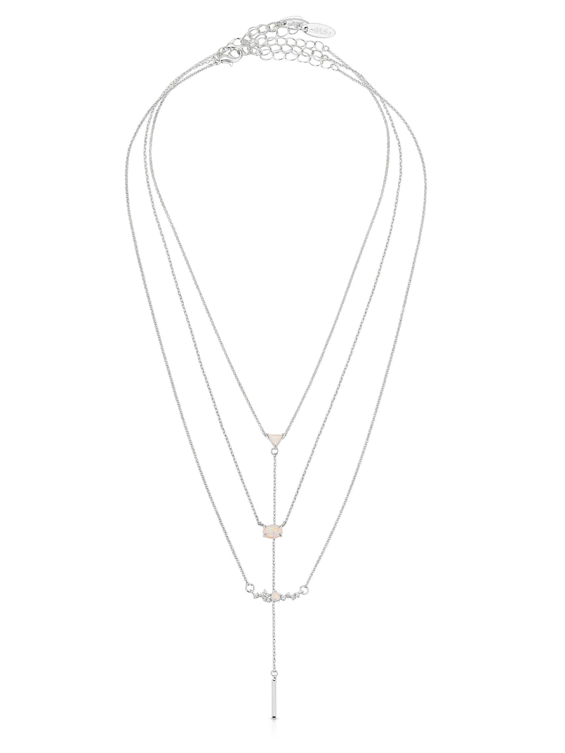 Layered Opal Lariat Necklace Set of 3 - Elegant Stackable Necklaces for Women, Perfect for Weddings, Parties & Everyday Wear