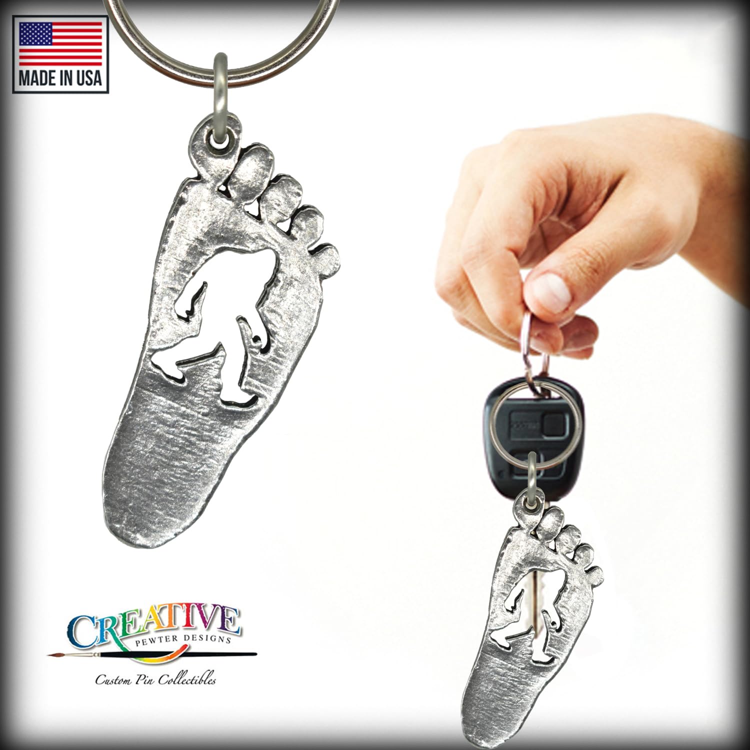 Bigfoot Footprint Keychain - 2.5