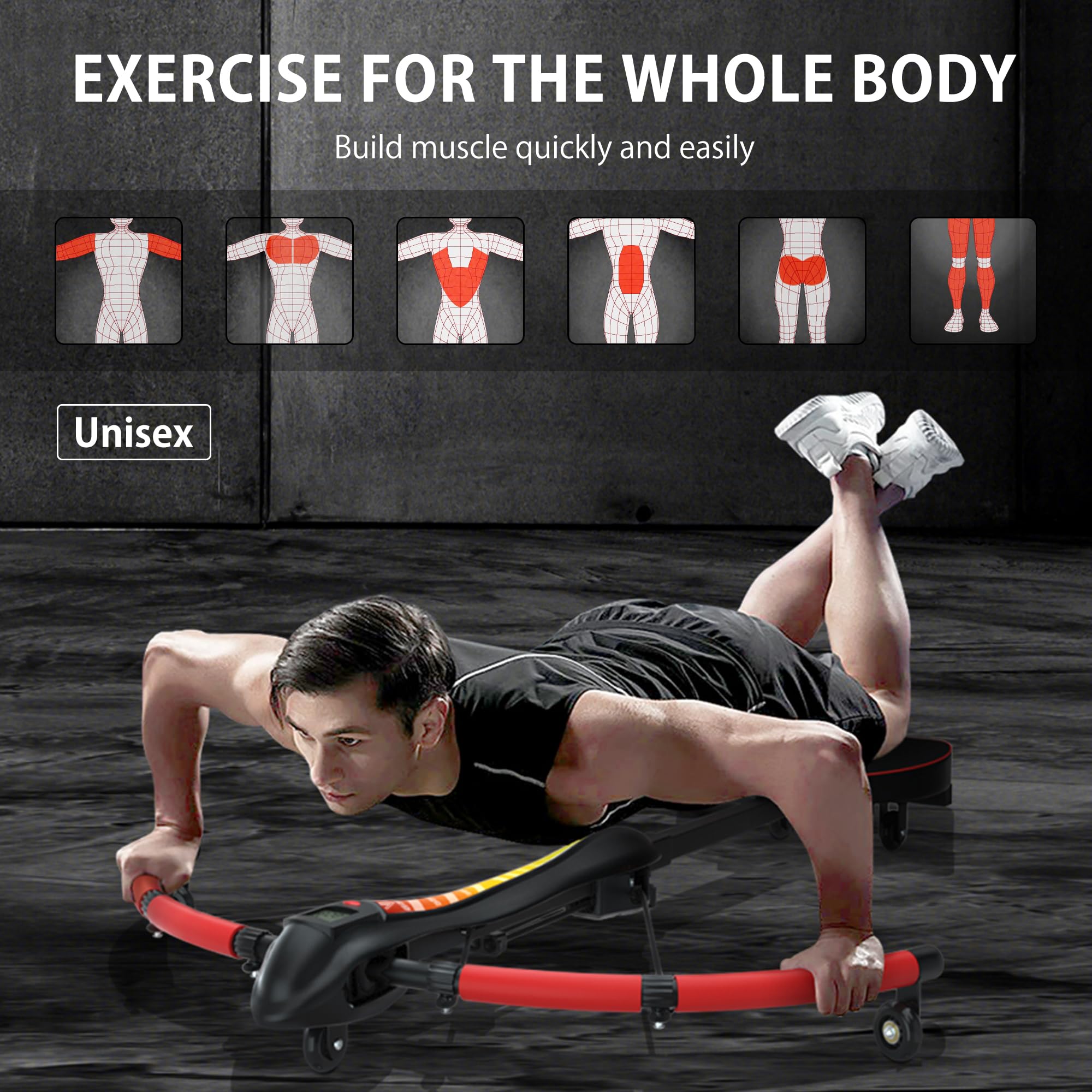 VIVITORY 4-in-1 Adjustable Rowing Machine for Full Body Workout - Multi-Functional Home Gym Equipment with AB Trainer, Core Strengthener & Dragonfly Design - Perfect for Strength Training, Cardio & Home Fitness Routines